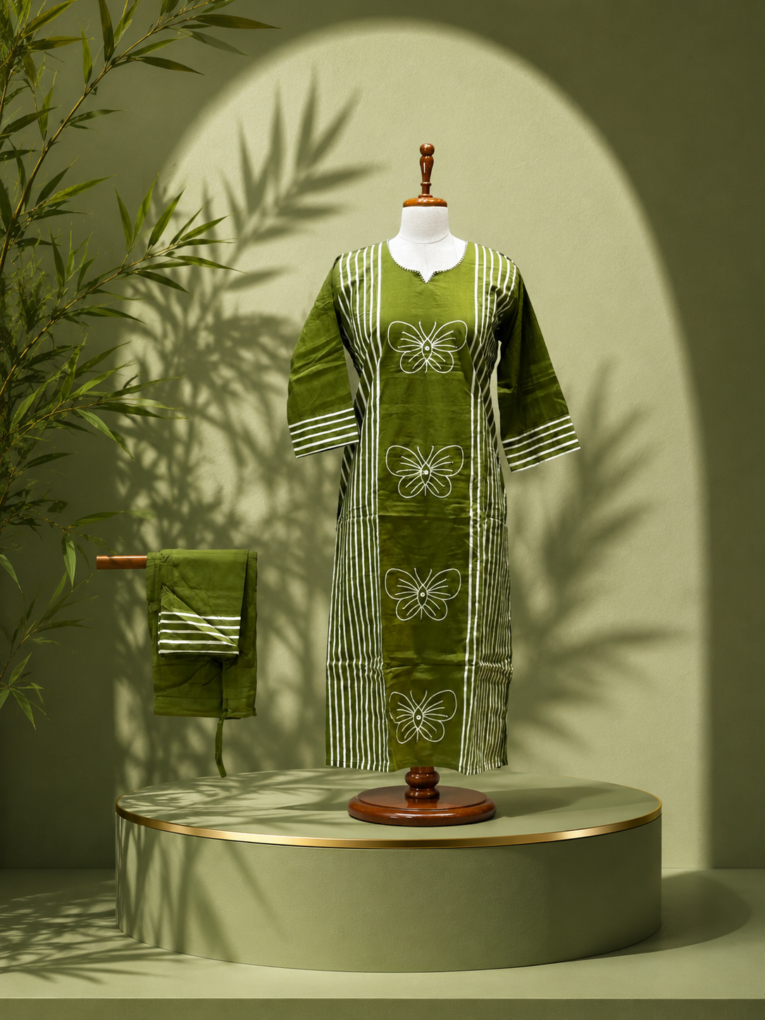 KURTHI SET (OLIVE GREEN)
