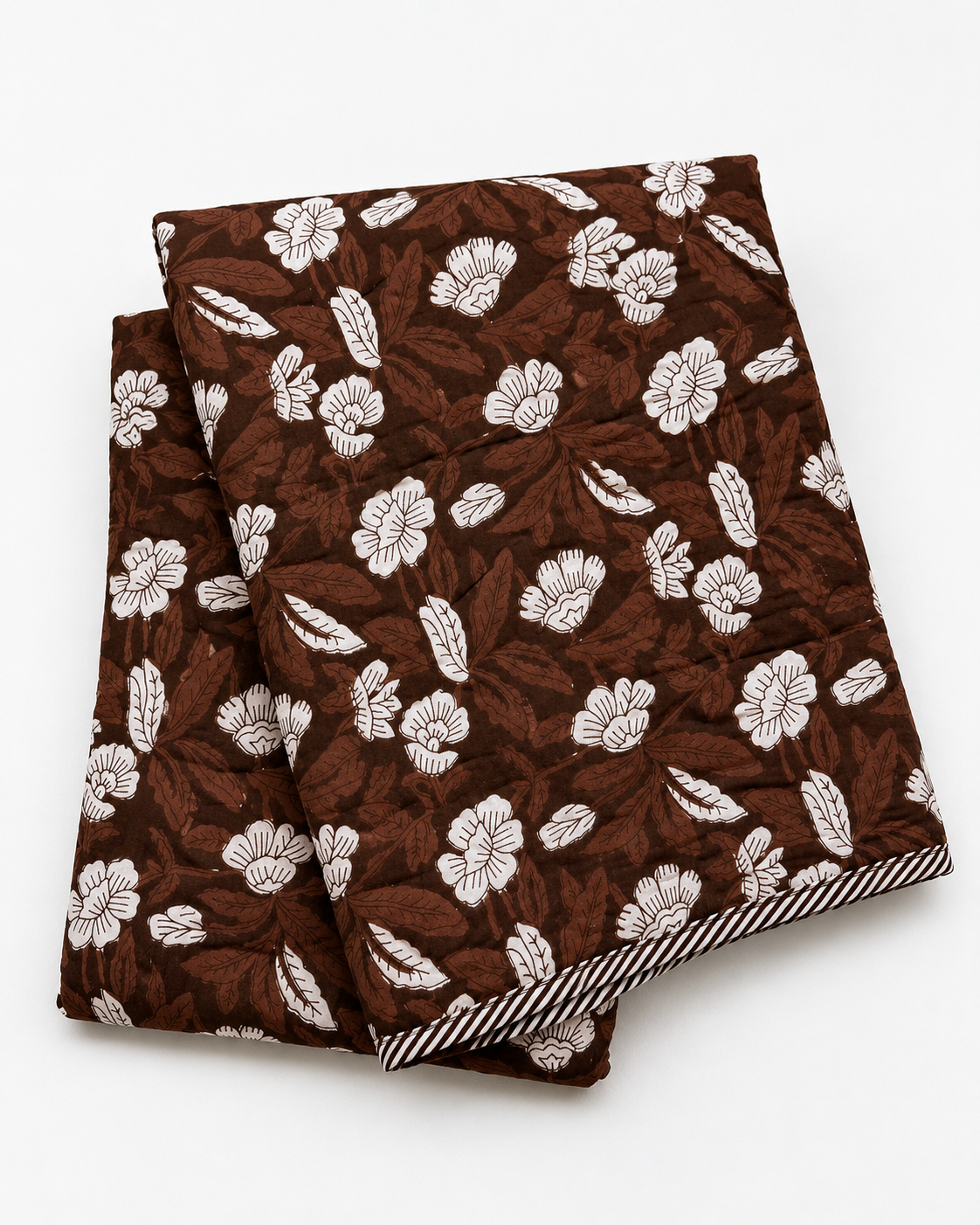 COCOA BROWN FLORAL PRINTED COTTON DOHAR