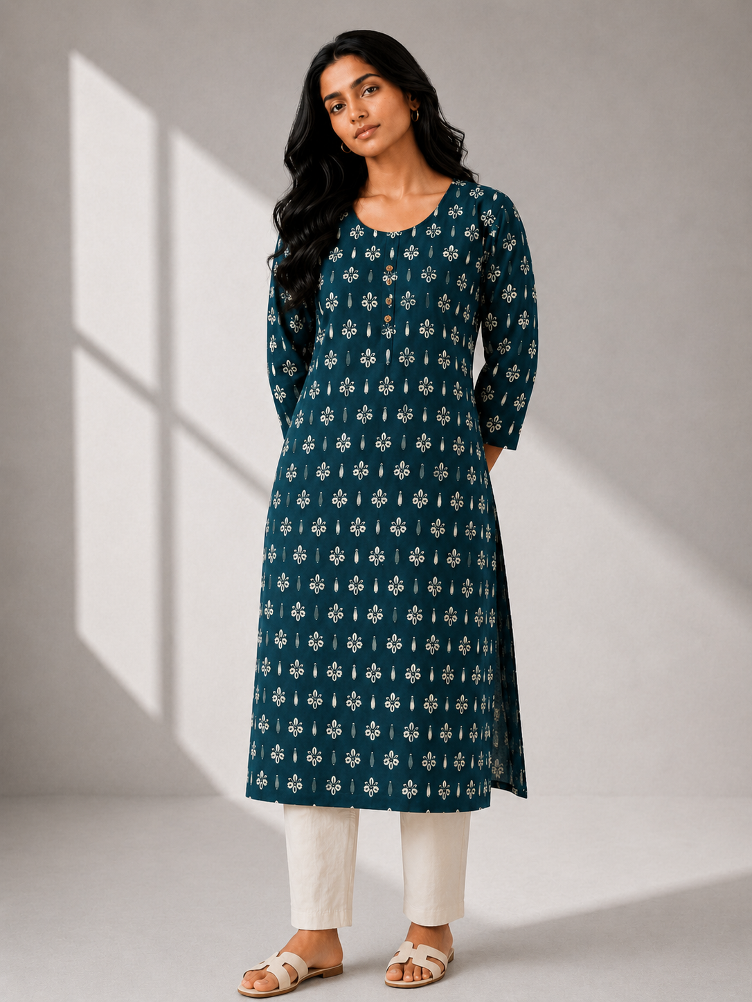 KURTHA SET DARK GREEN