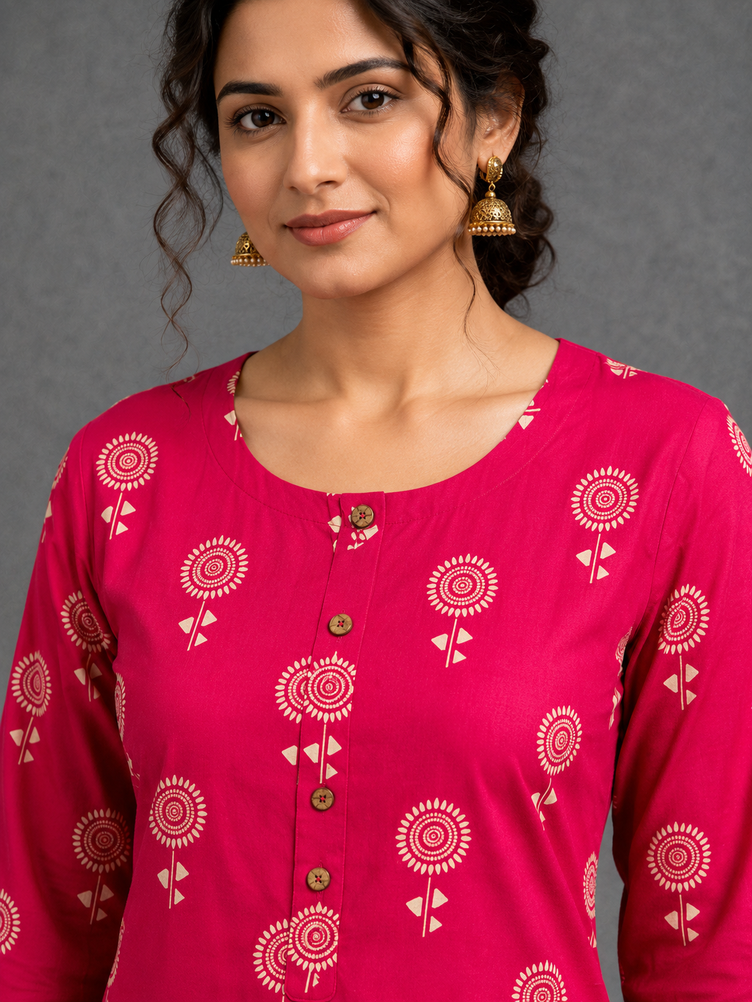 HOT PINK ETHNIC FLORAL EVERYDAY WEAR