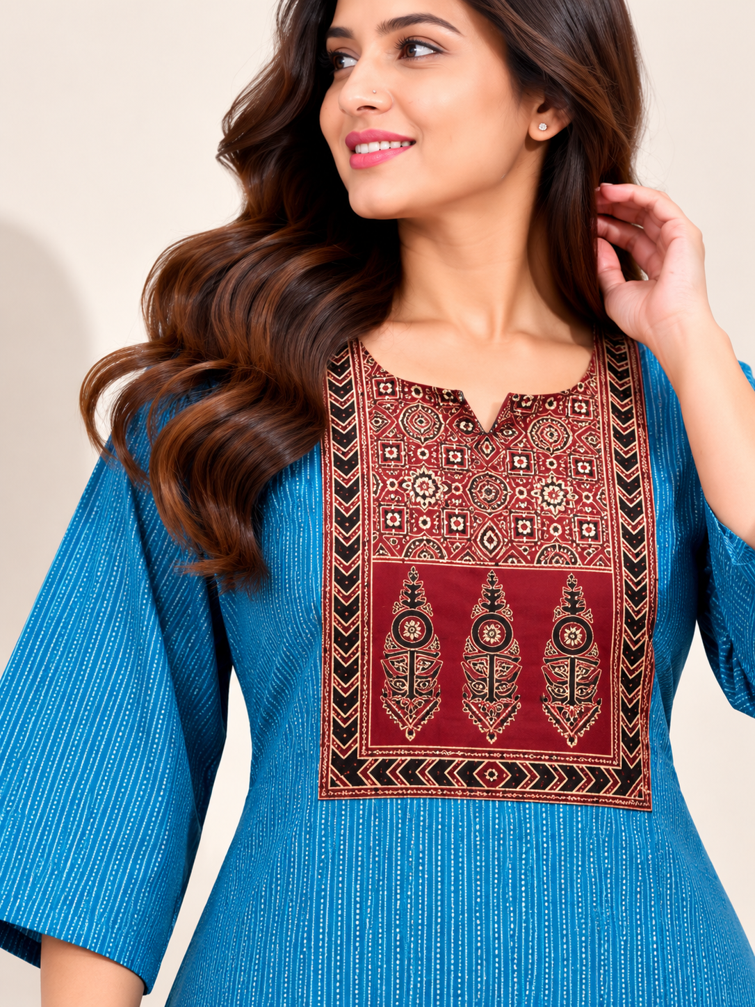 KANTHA KURTHI SET (BLUE KANTHA)