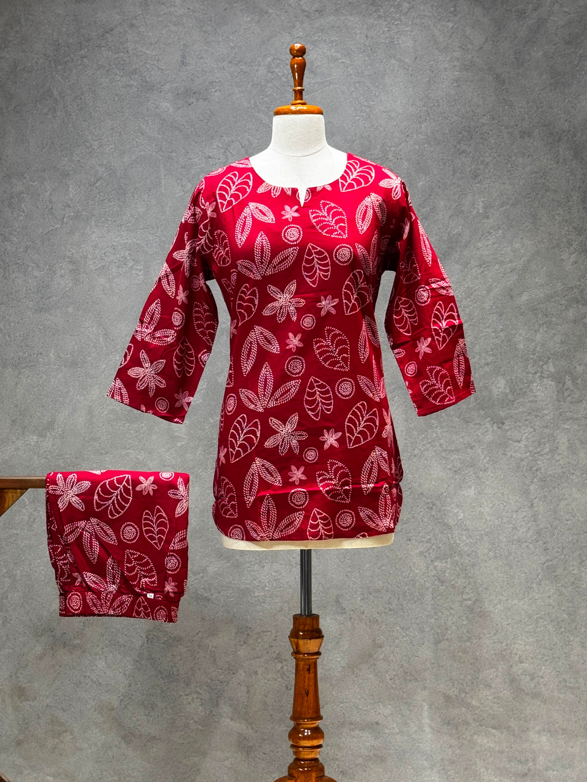 BERRY RED BLOOM PRINTED CO-ORD SET