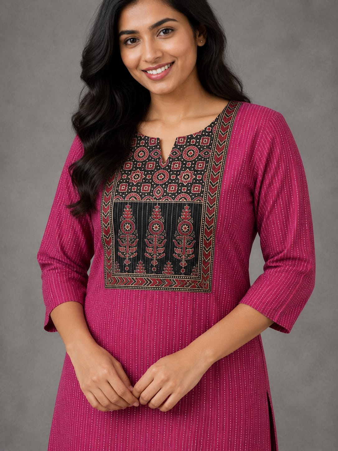 KANTHA KURTHI SET (PINK KANTHA)