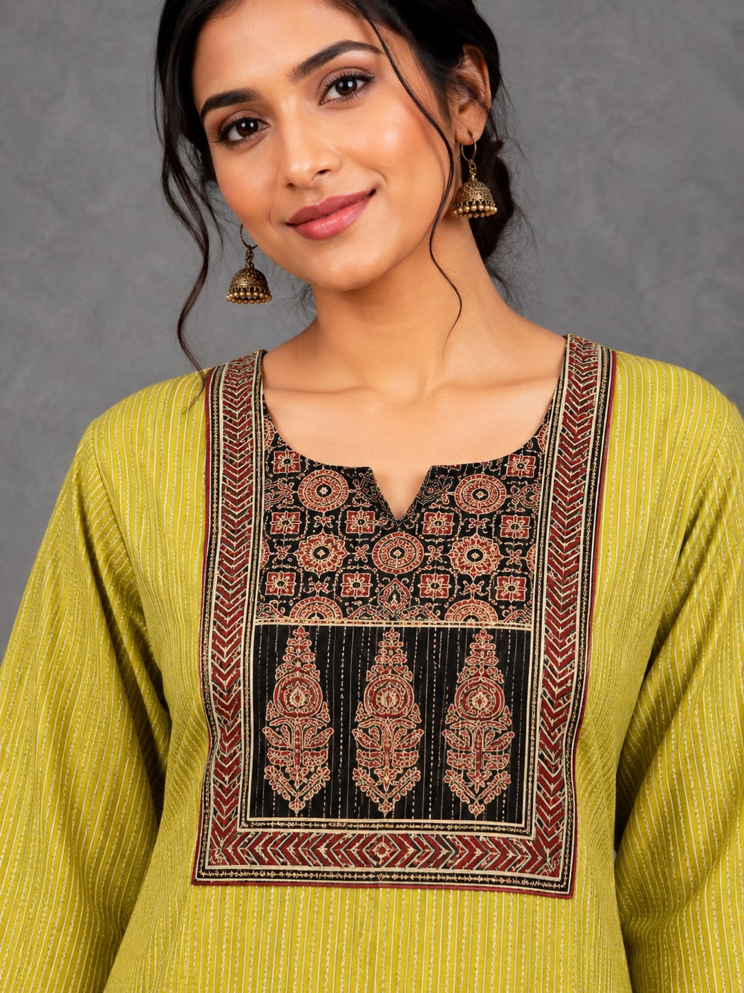 KANTHA KURTHI SET (MUSTARD KANTHA)