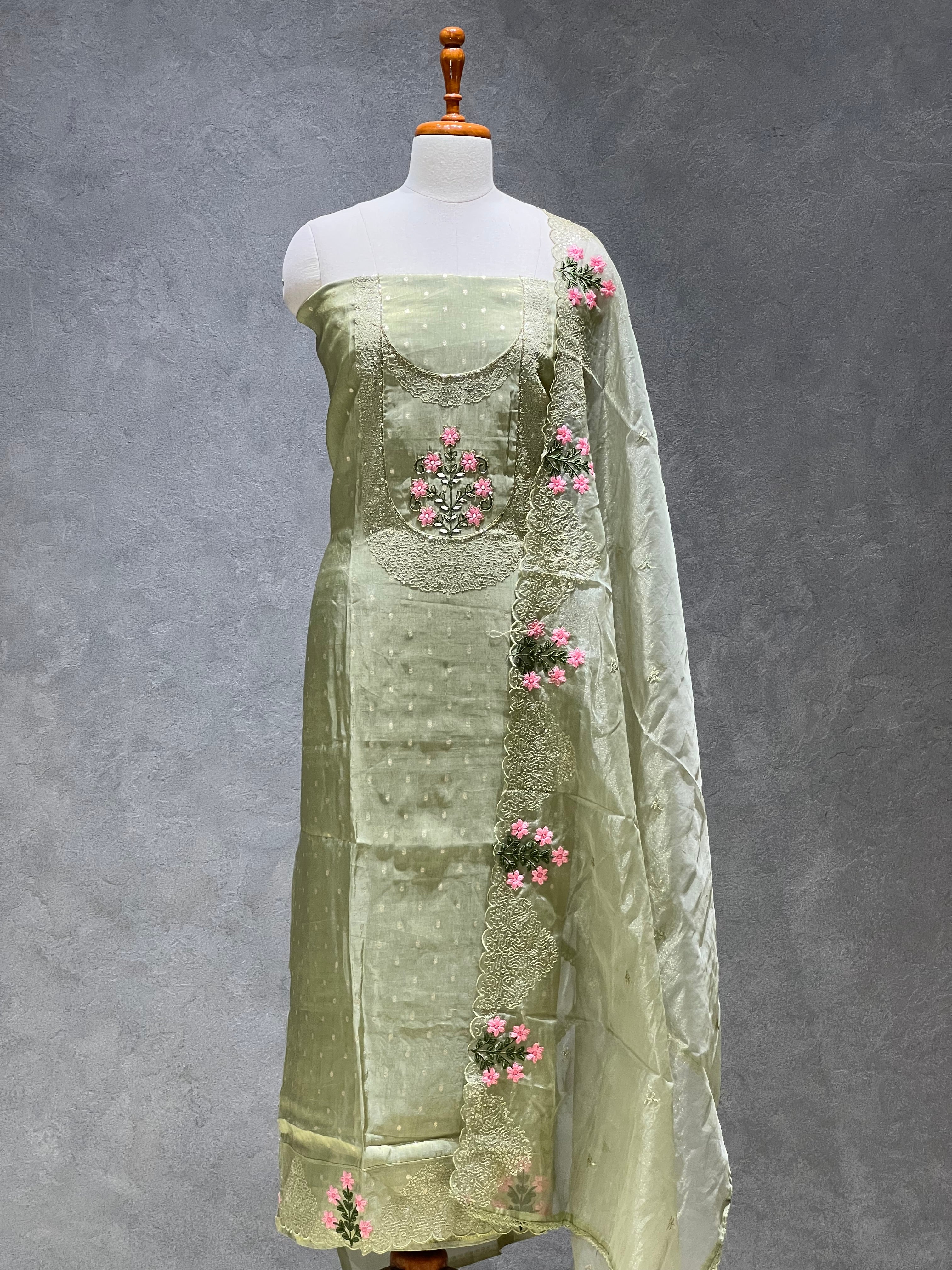 TISSUE PISTA GREEN UNSTITCHED SUITS -1.0