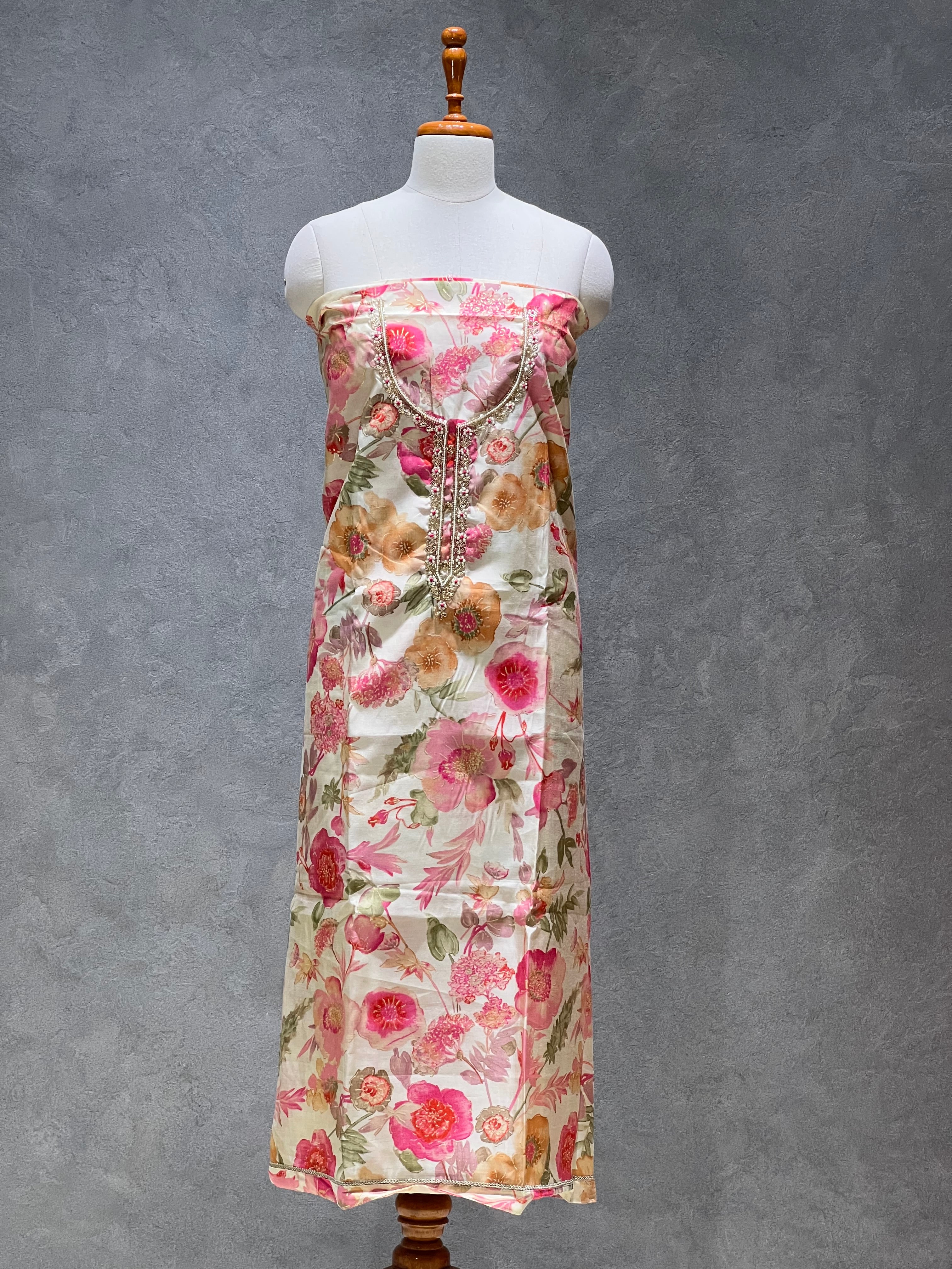 PINK FLORAL UNSTITCHED SUITS