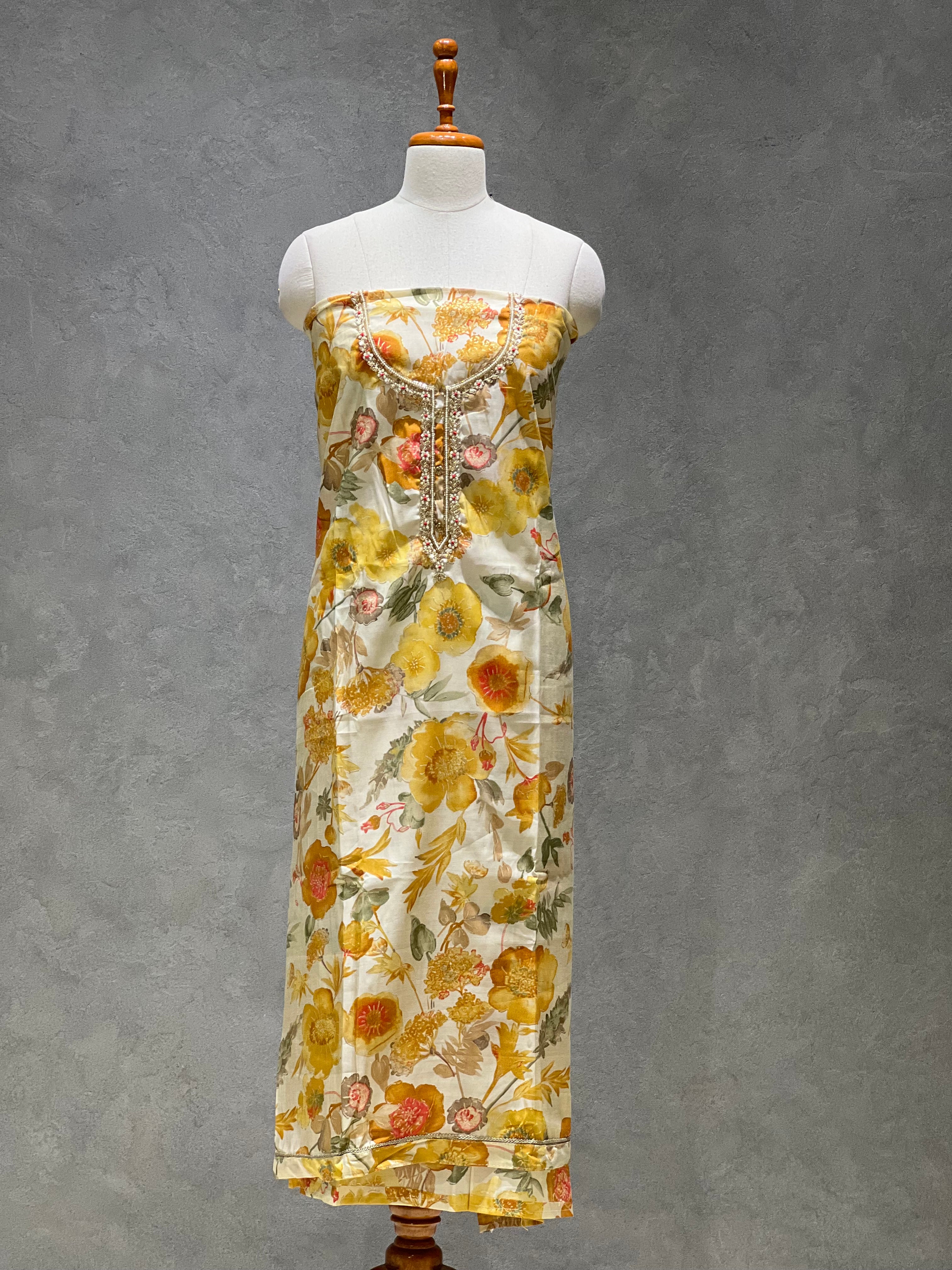 MUSTARD FLORAL UNSTITCHED SUITS