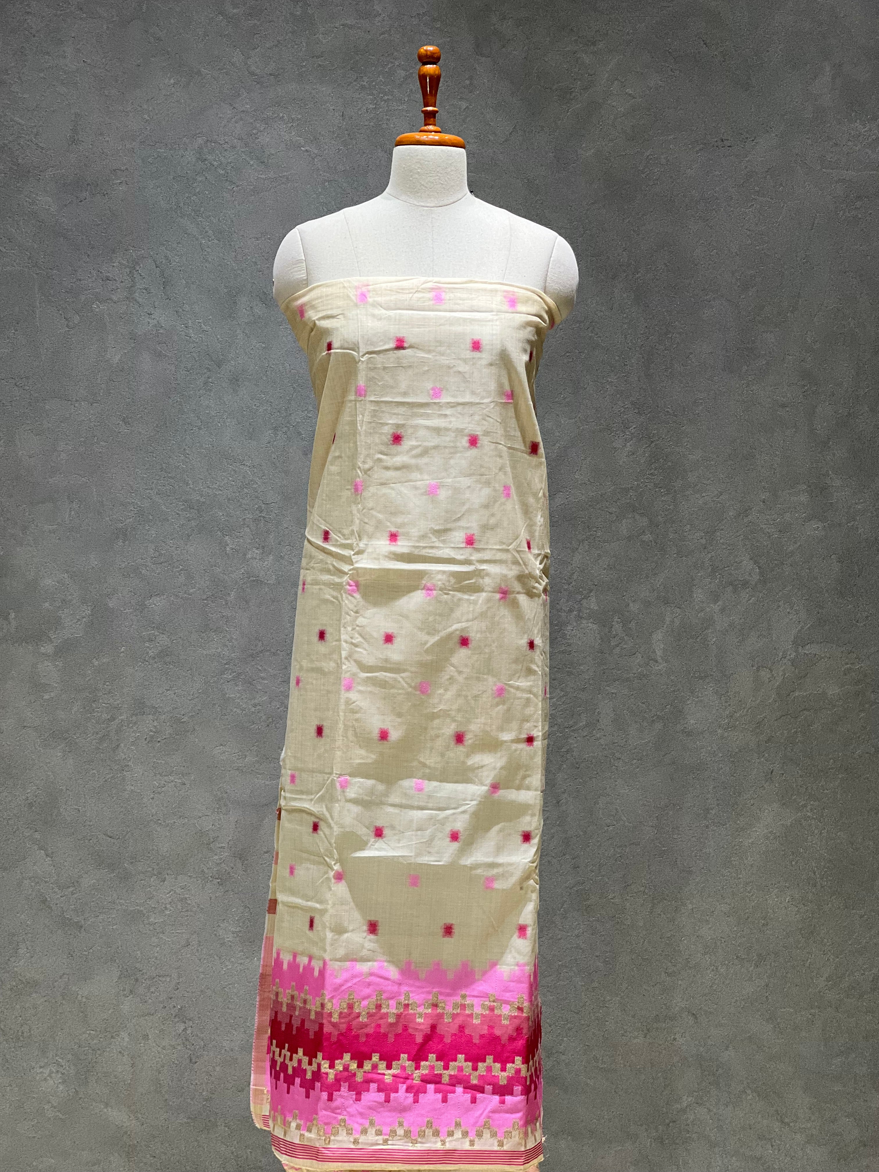 POCHAMPALLY PINK UNSTITCHED SUITS