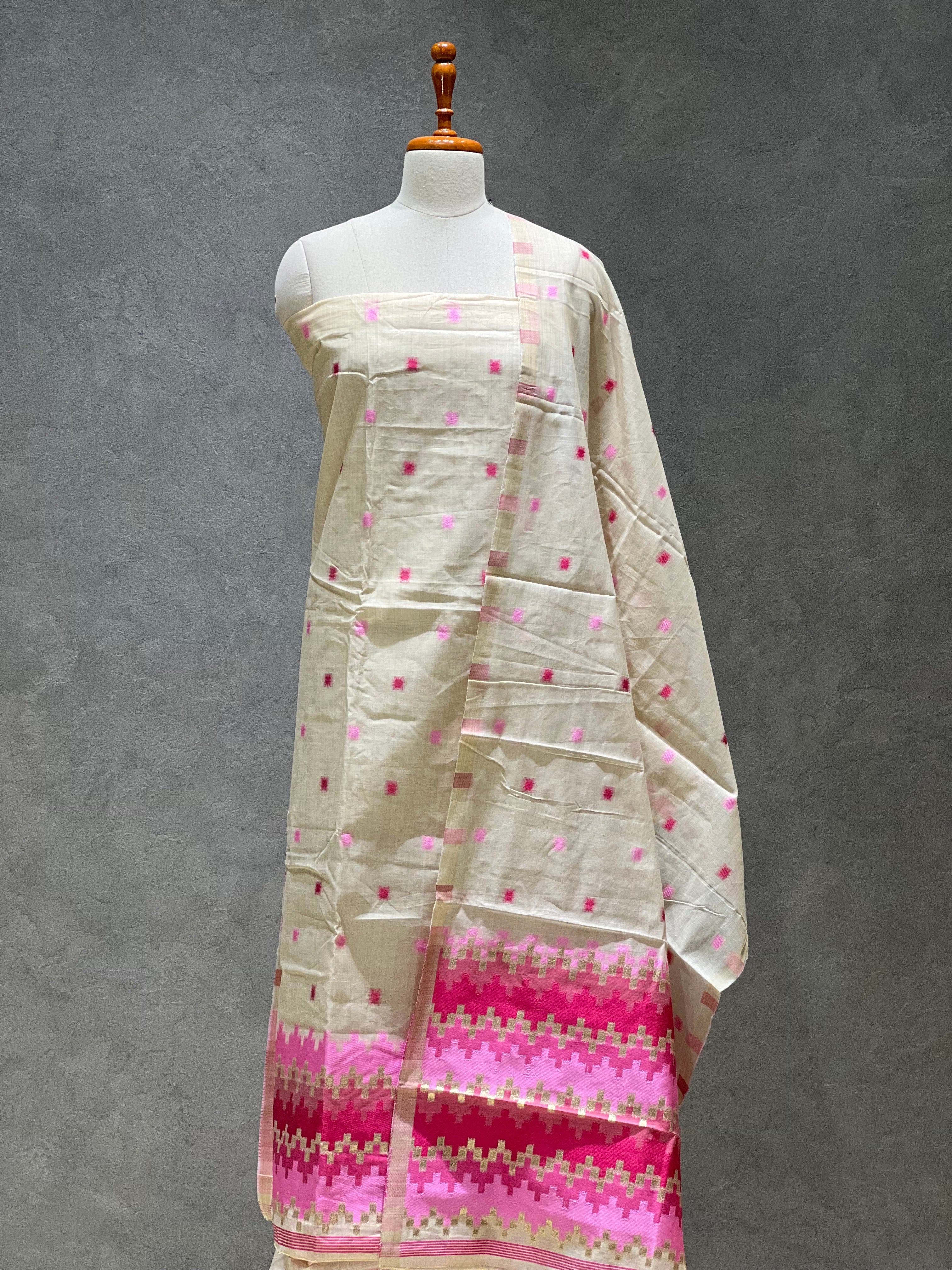 POCHAMPALLY PINK UNSTITCHED SUITS
