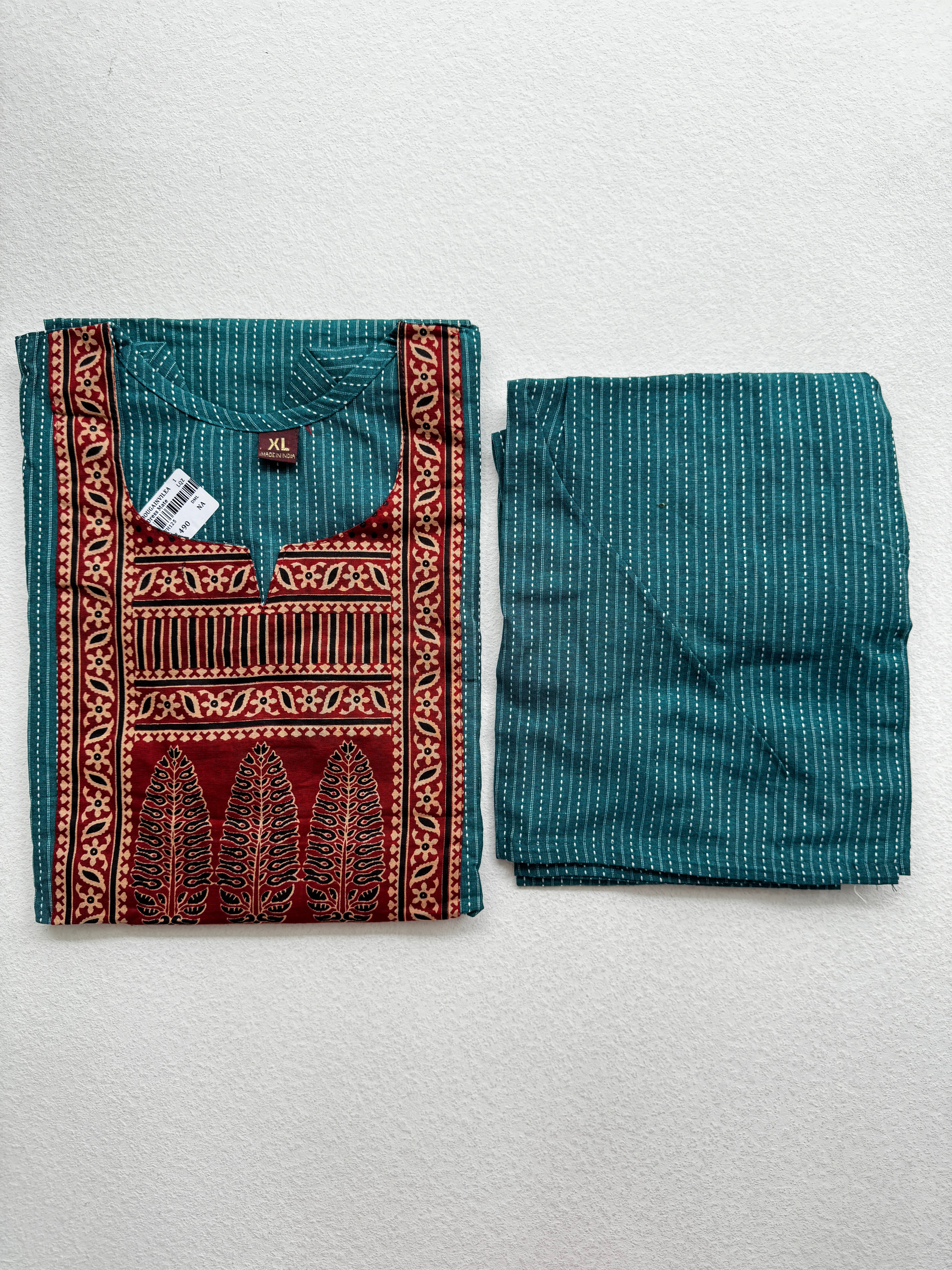 KANTHA KURTHI SET - GREEN