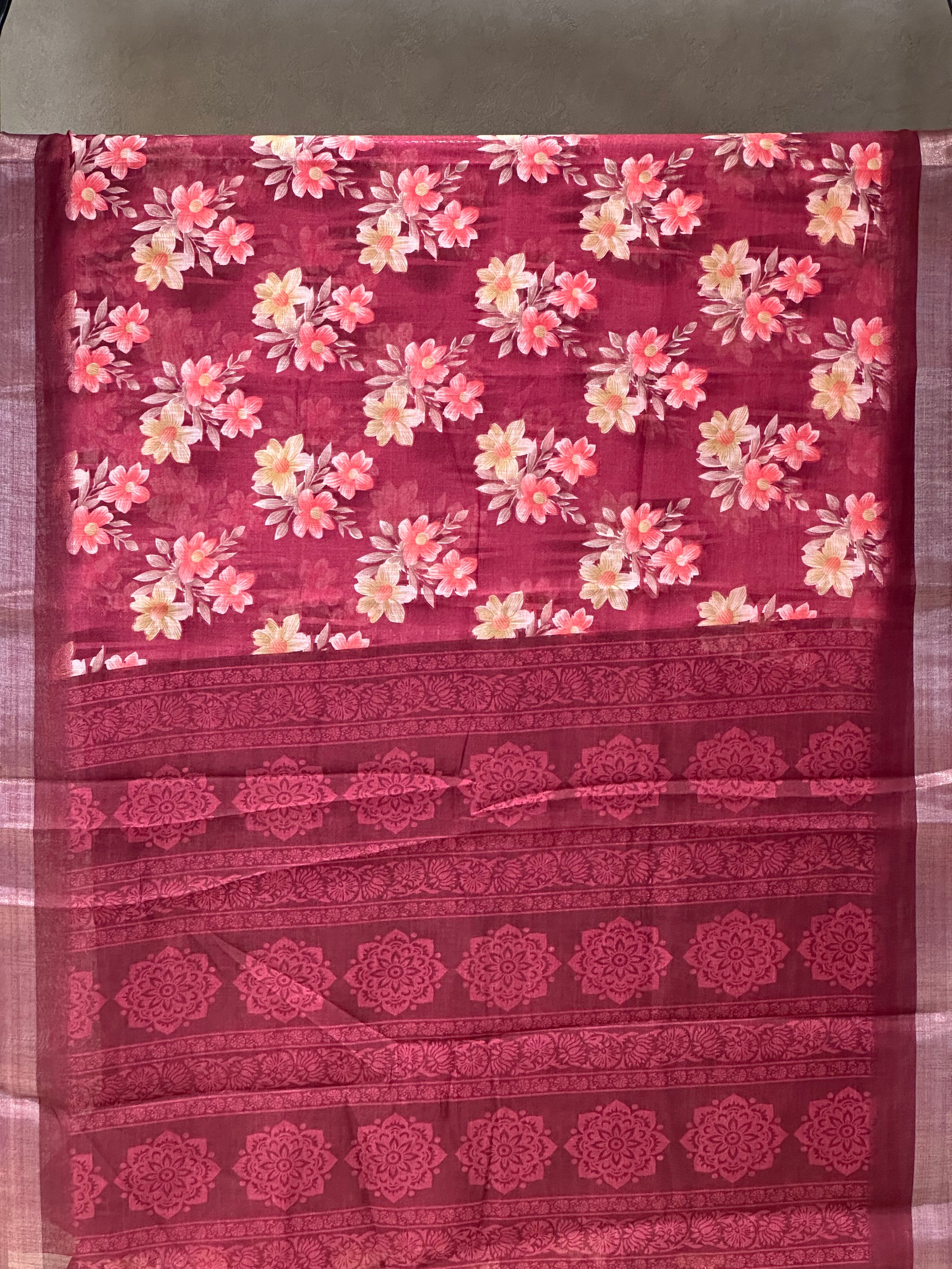 SEMI LINEN SAREE - 6222