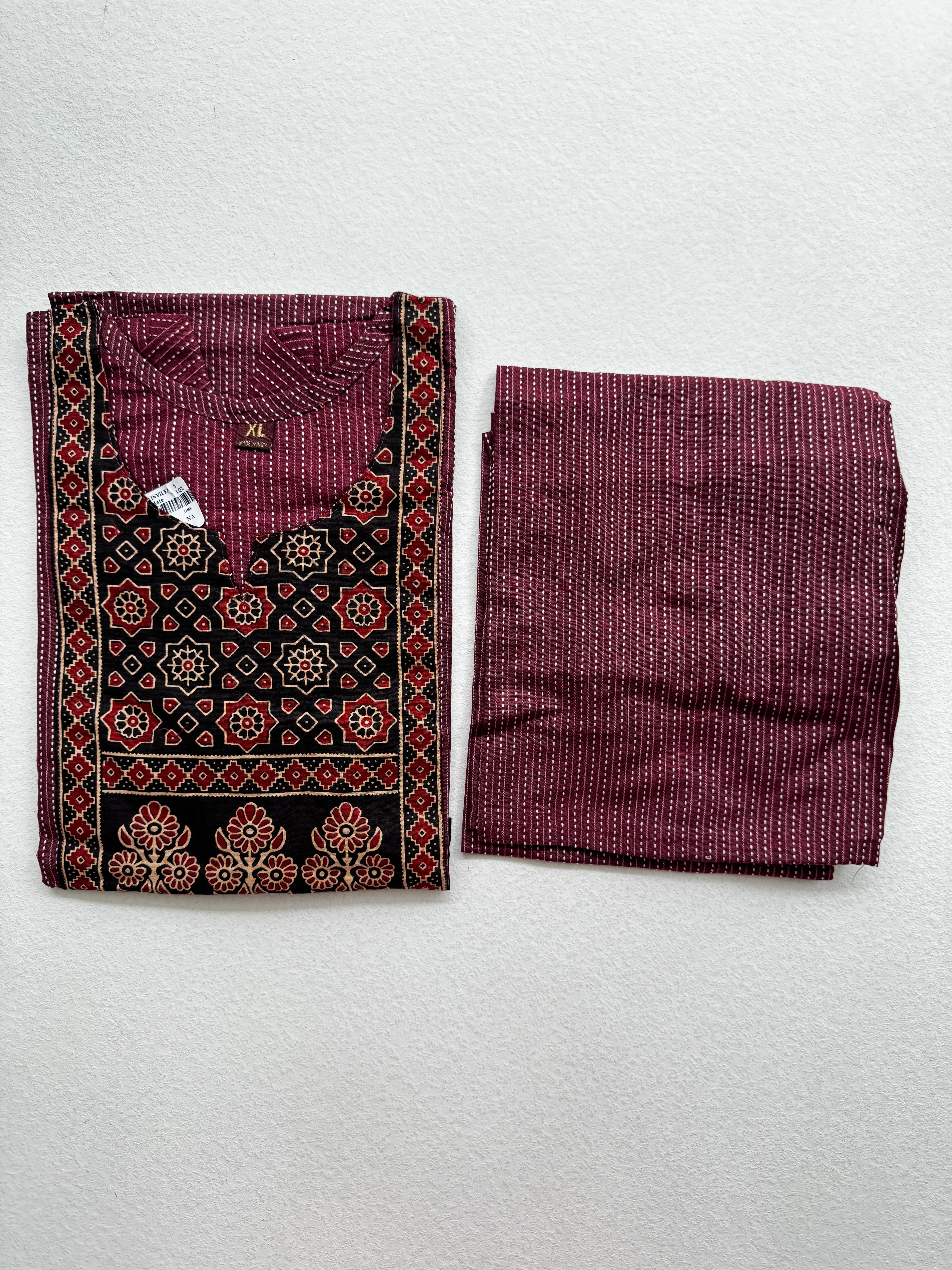 KANTHA KURTHI SET - ONION PINK