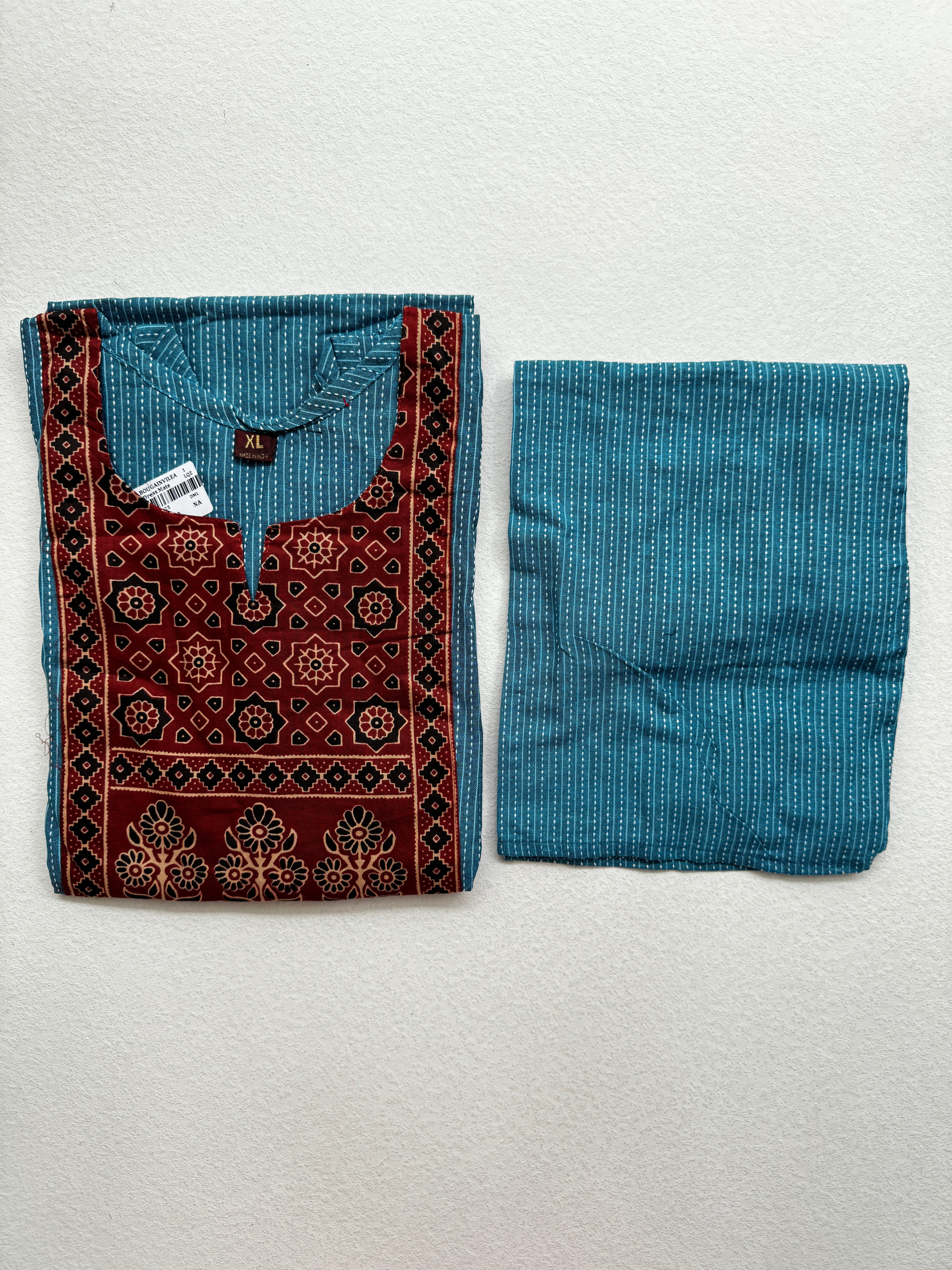 KANTHA KURTHI SET - BLUE