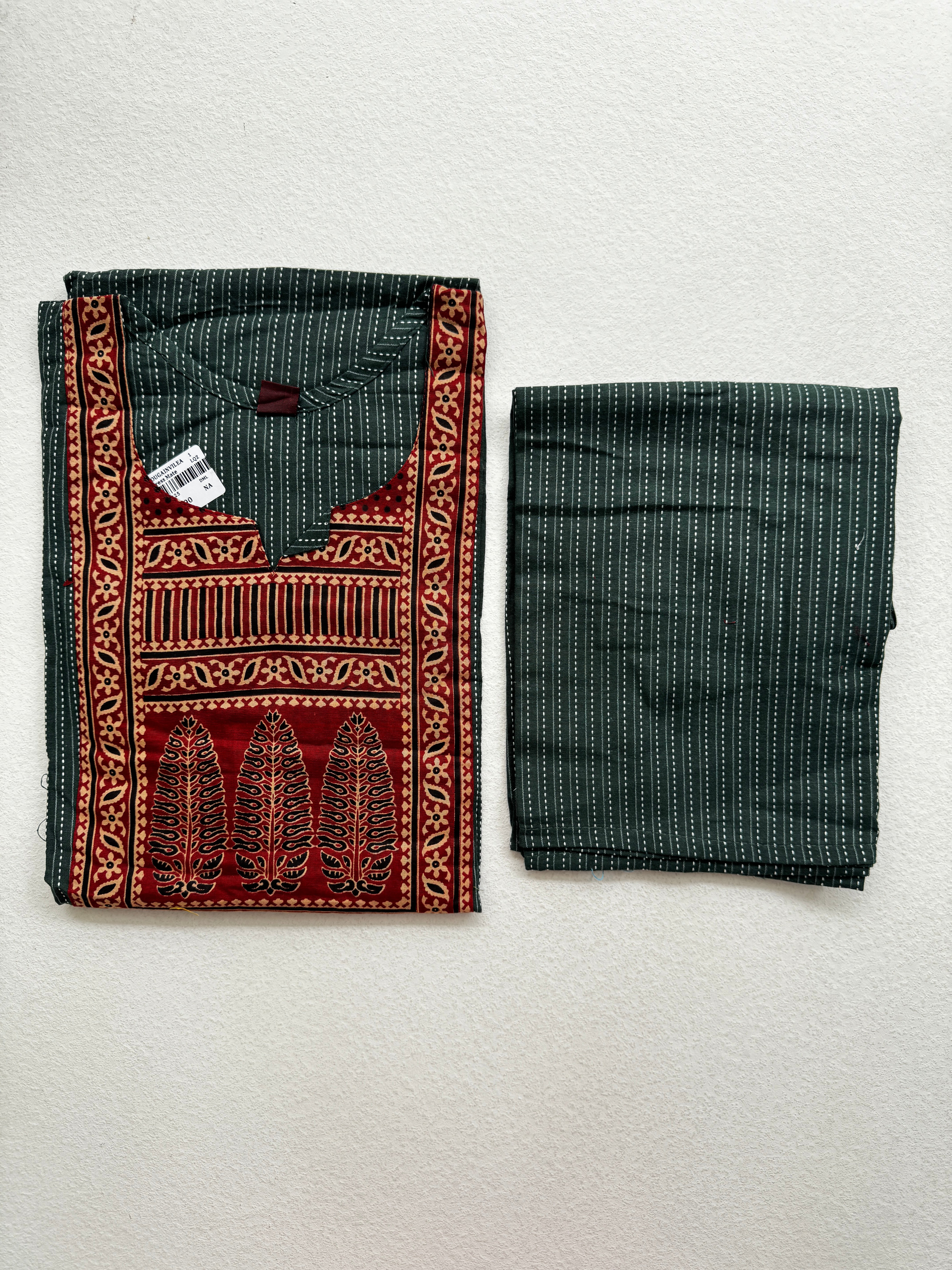 KANTHA KURTHI SET - GREEN