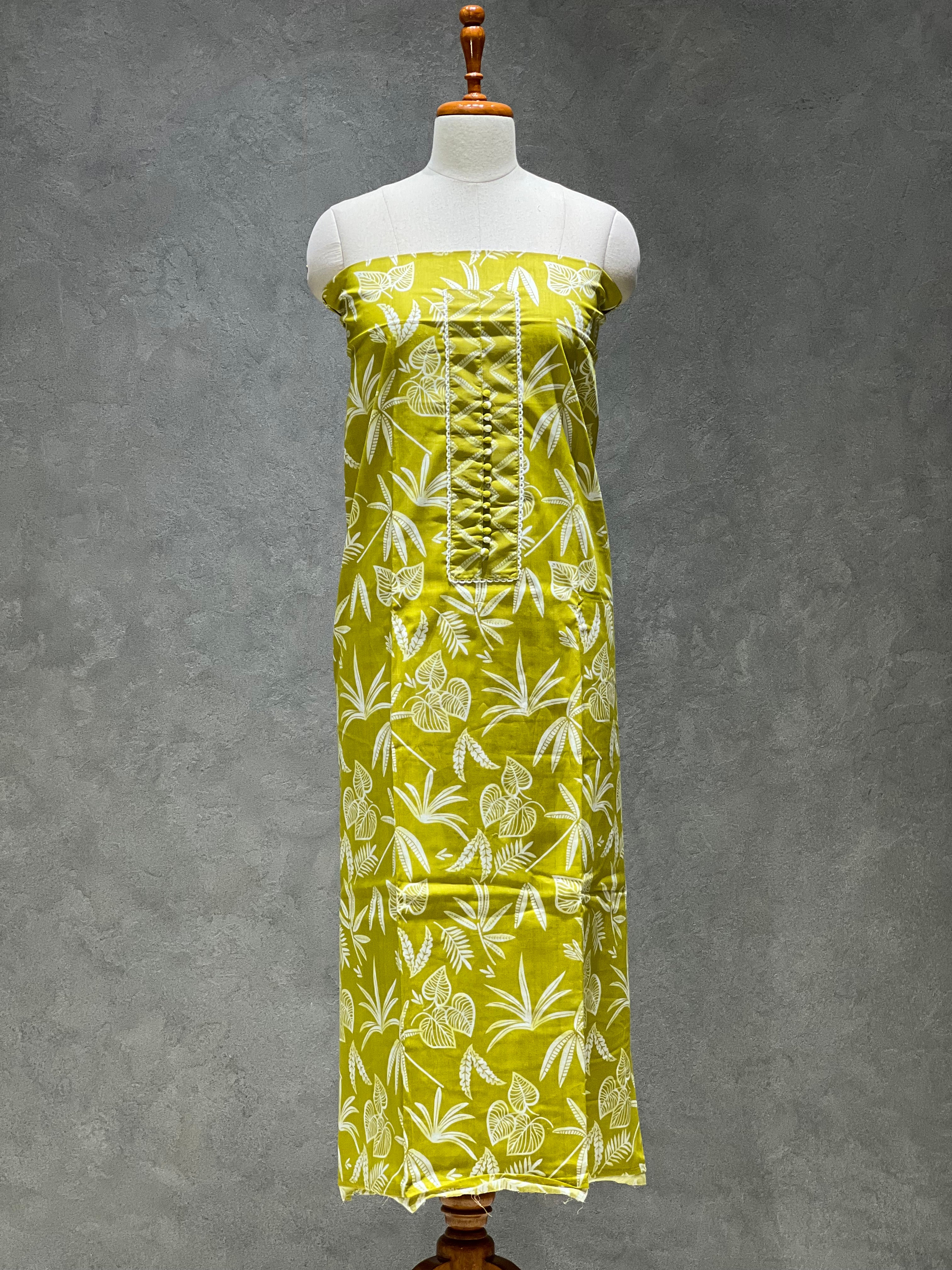 GREEN WITH FLORAL PURE COTTON UNSTITCHED SUITS - 0.3