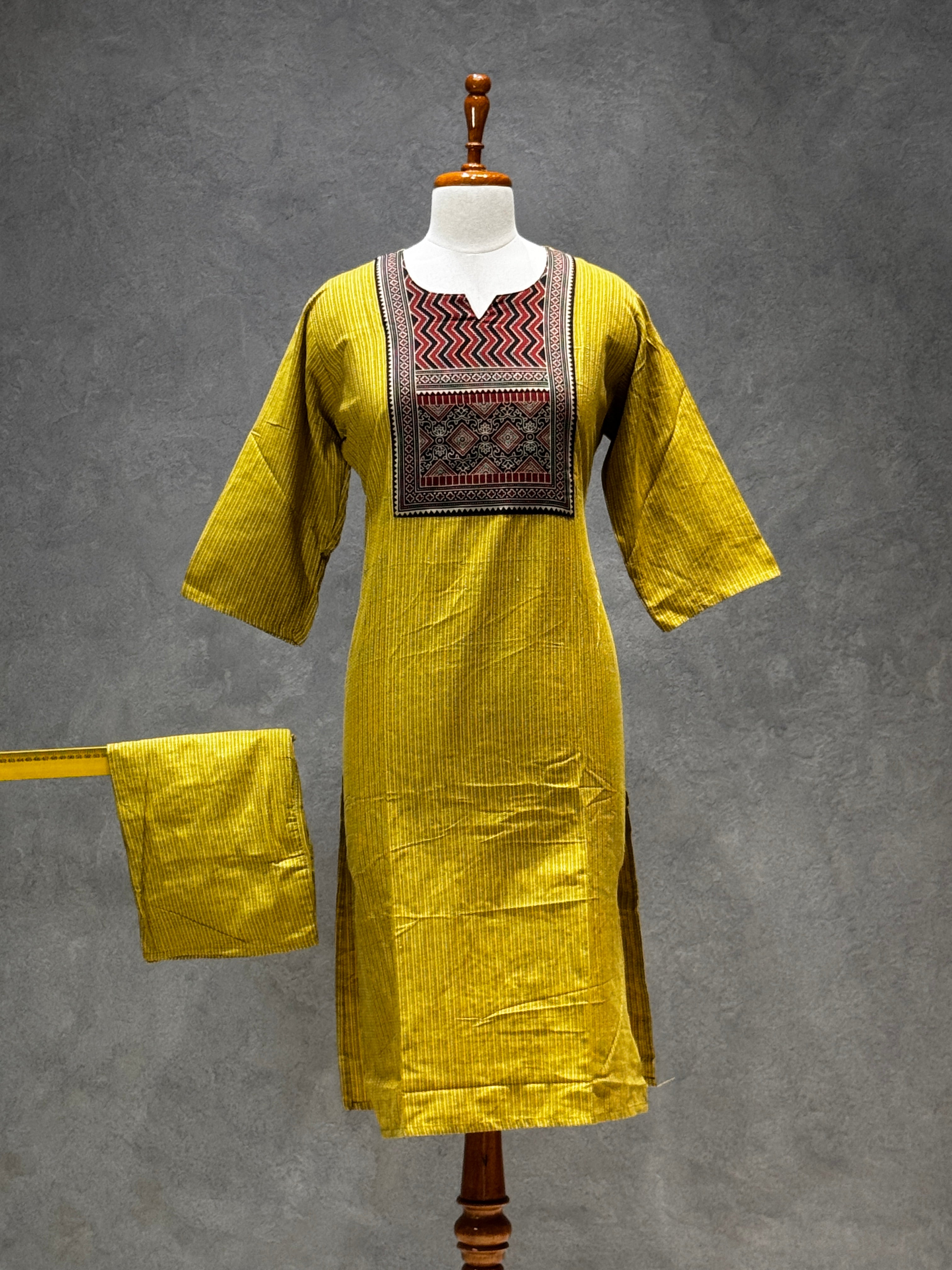 KANTHA KURTHI SET - MUSTARD
