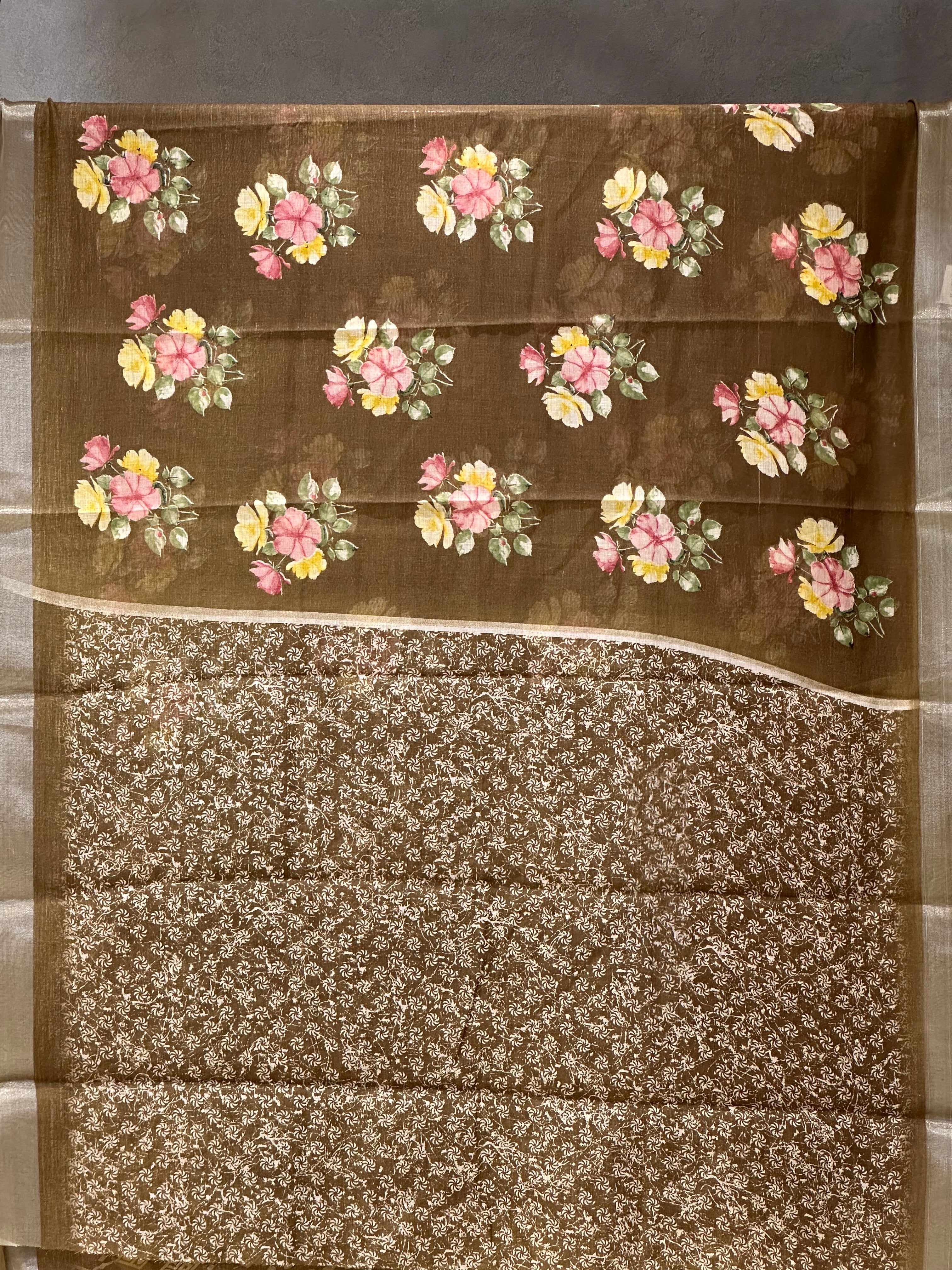 SEMI LINEN SAREE - 6205