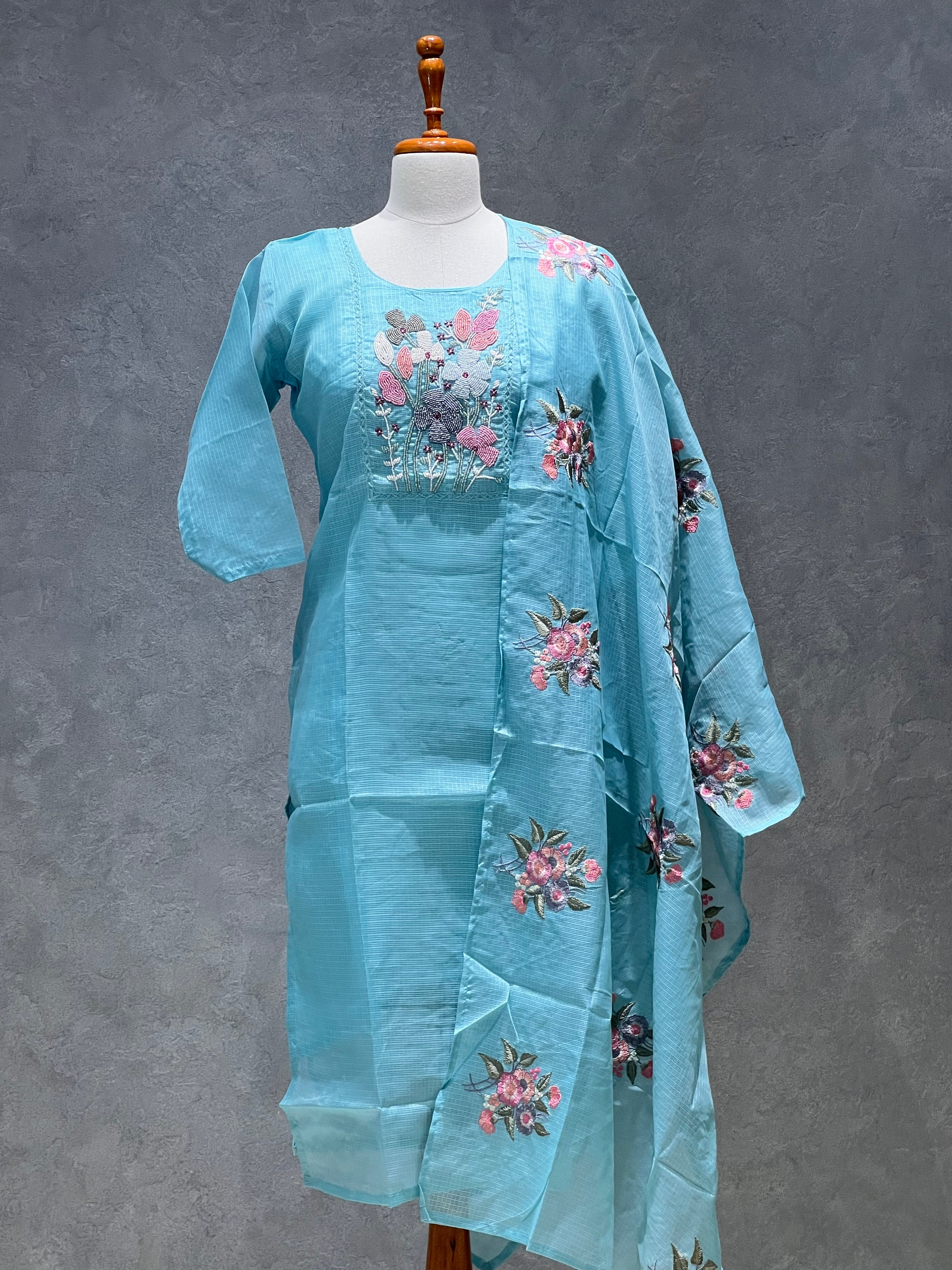 KOTA SALWAR SET - PASTEL BLUE - 1.9