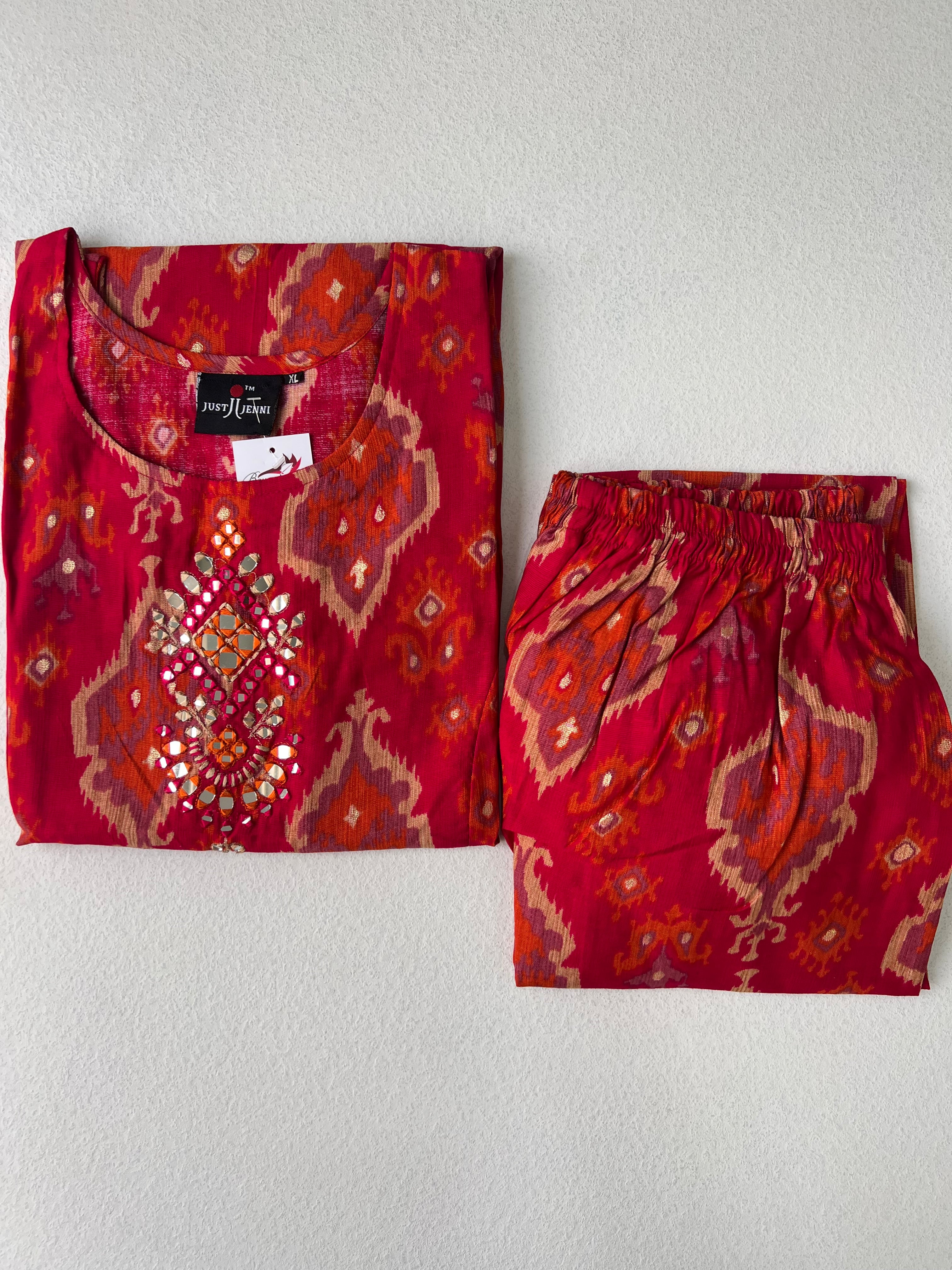 IKKAT KURTI SET - Ruby