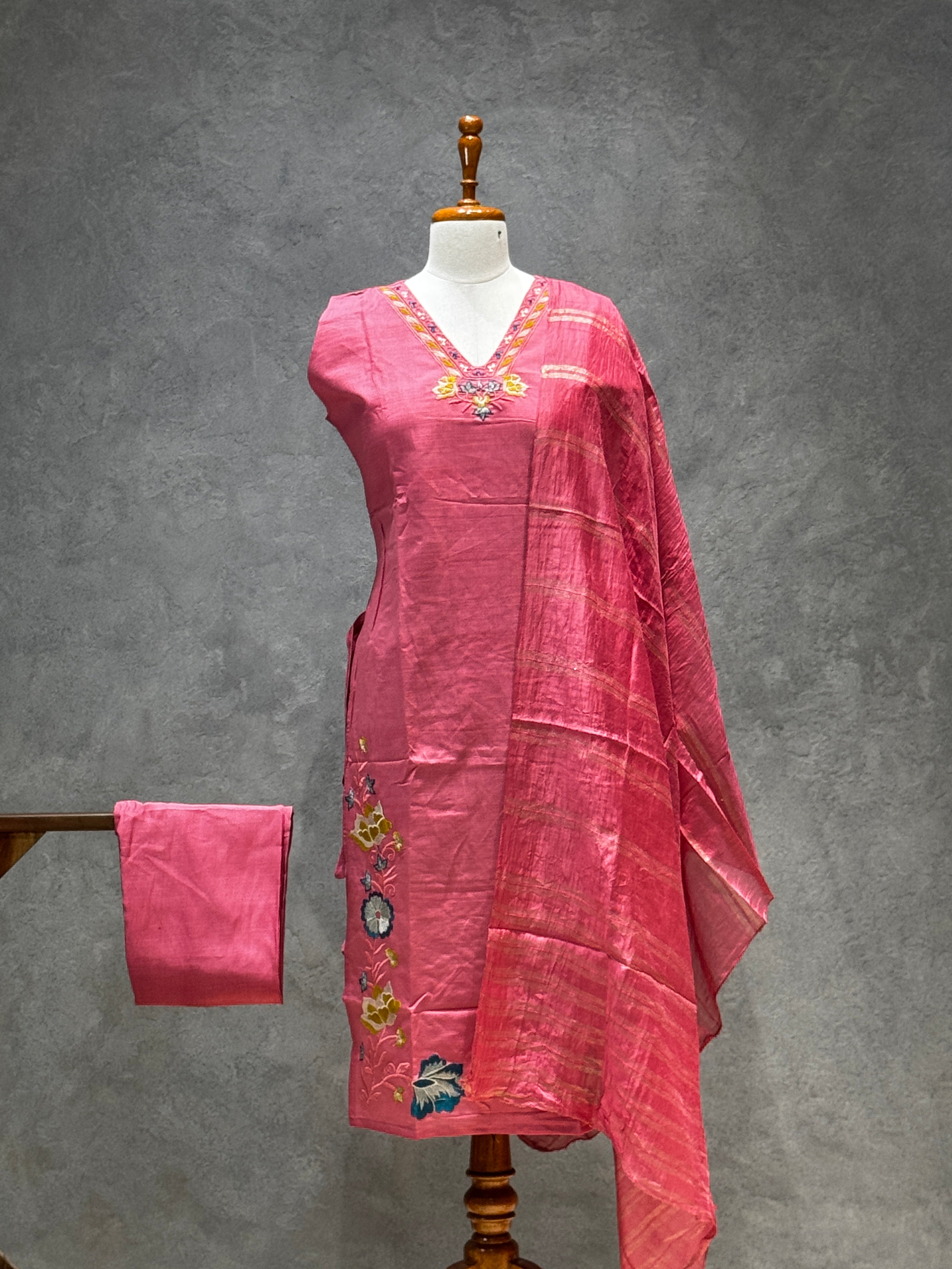 VATICAN SILK SALWAR SET (ROSE PINK)