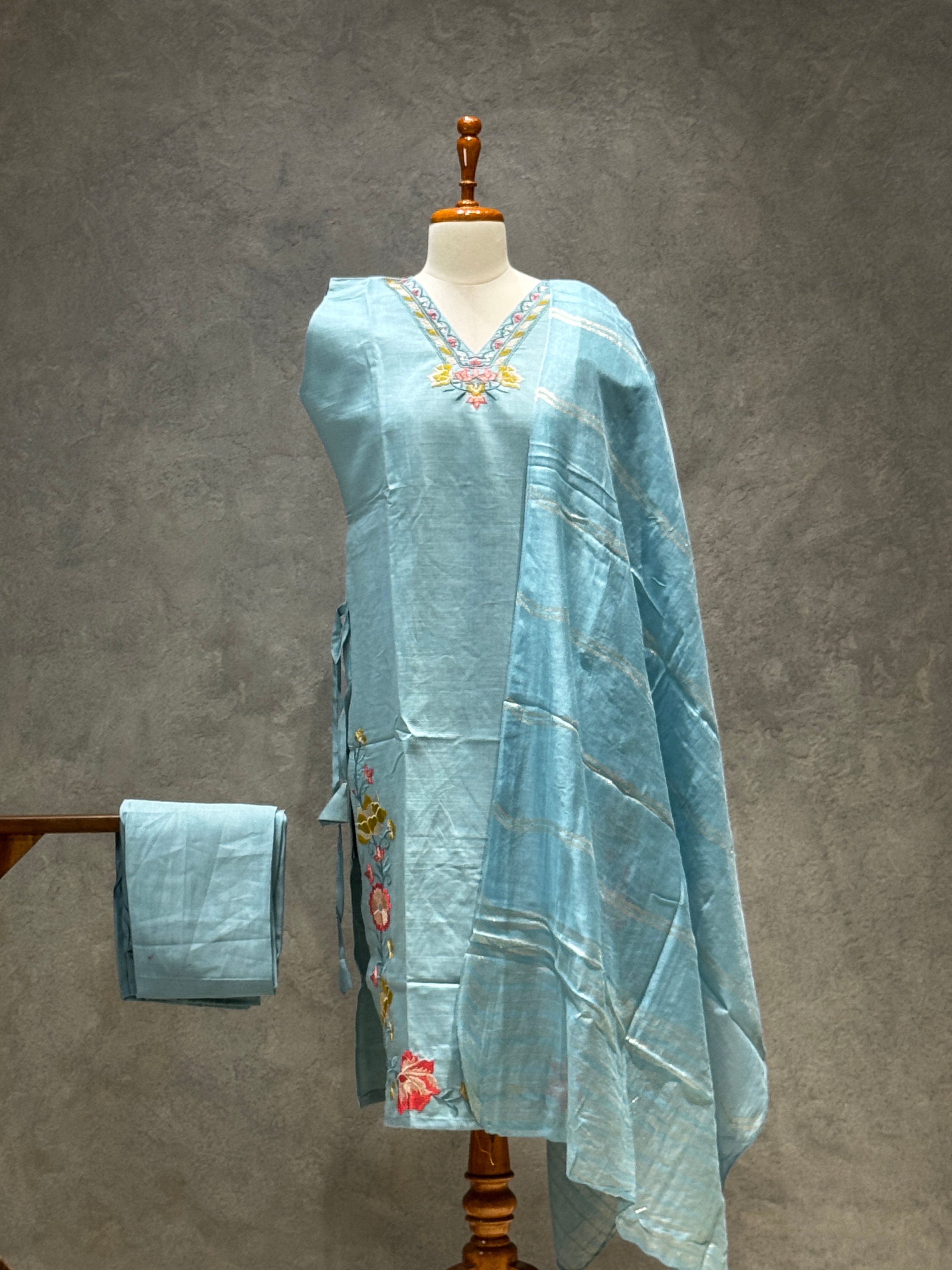VATICAN SILK SALWAR SET (SKY BLUE)