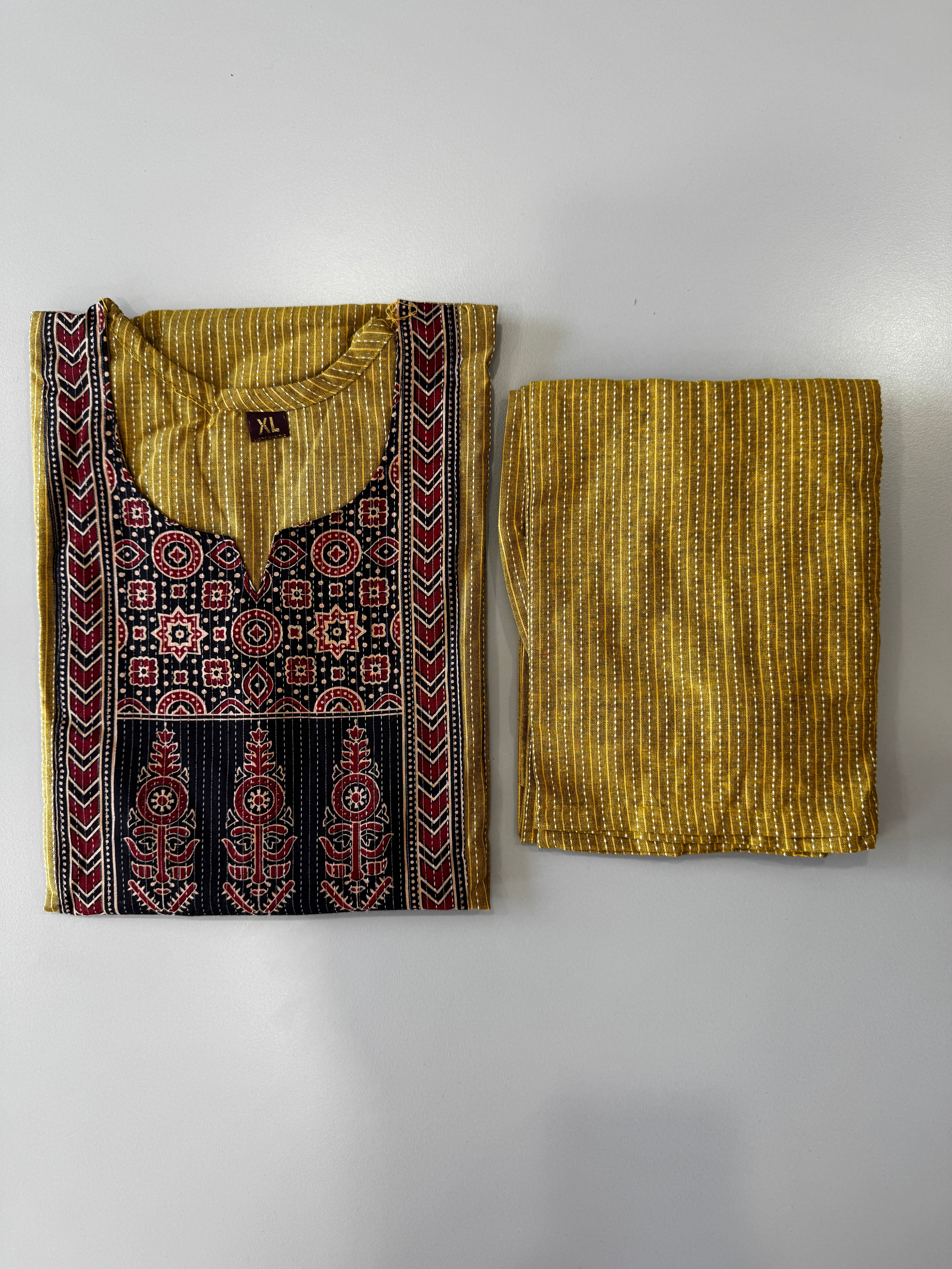 KANTHA KURTHI SET (MUSTARD KANTHA)
