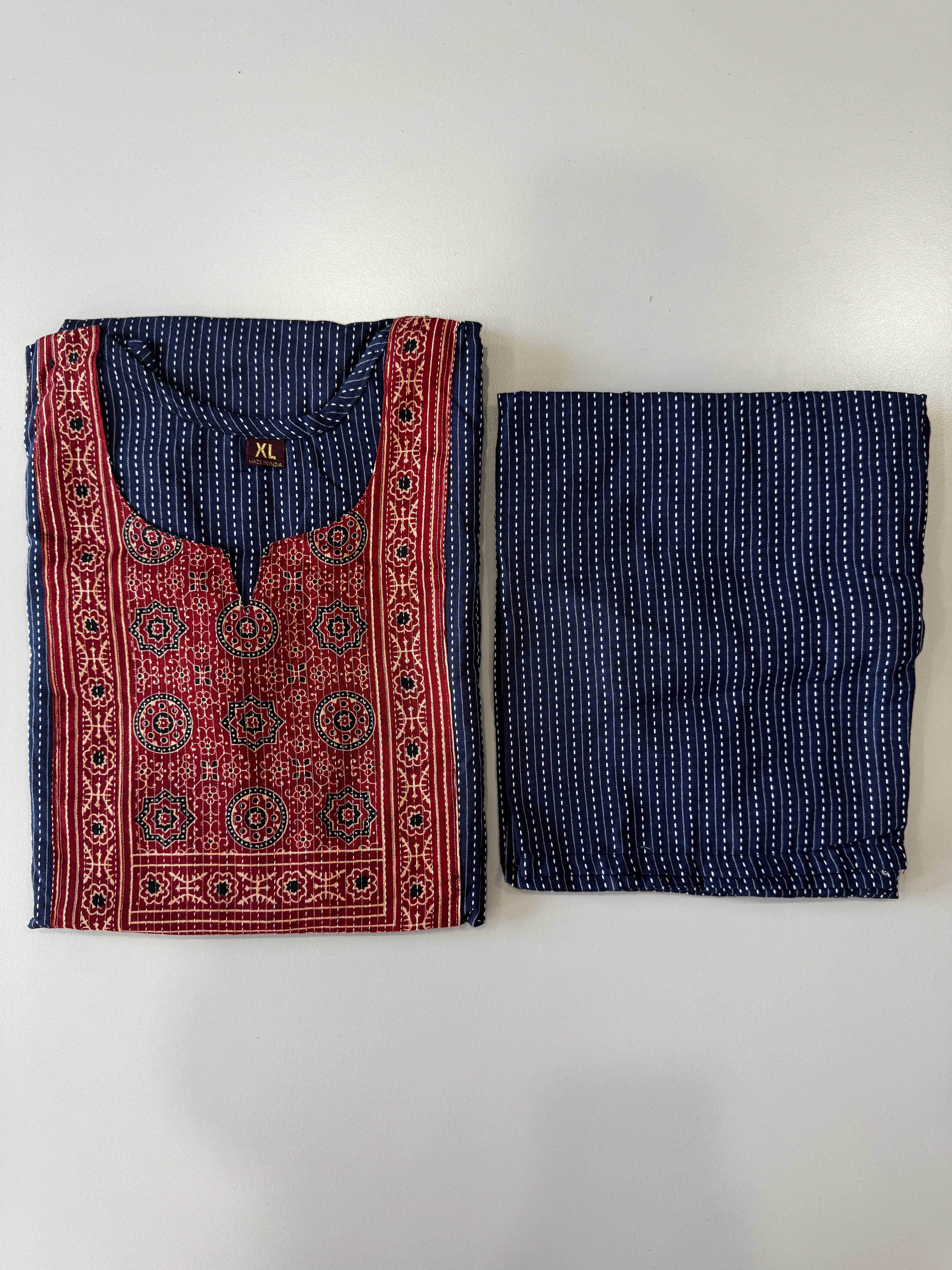 KANTHA KURTHI SET (NAVY BLUE)