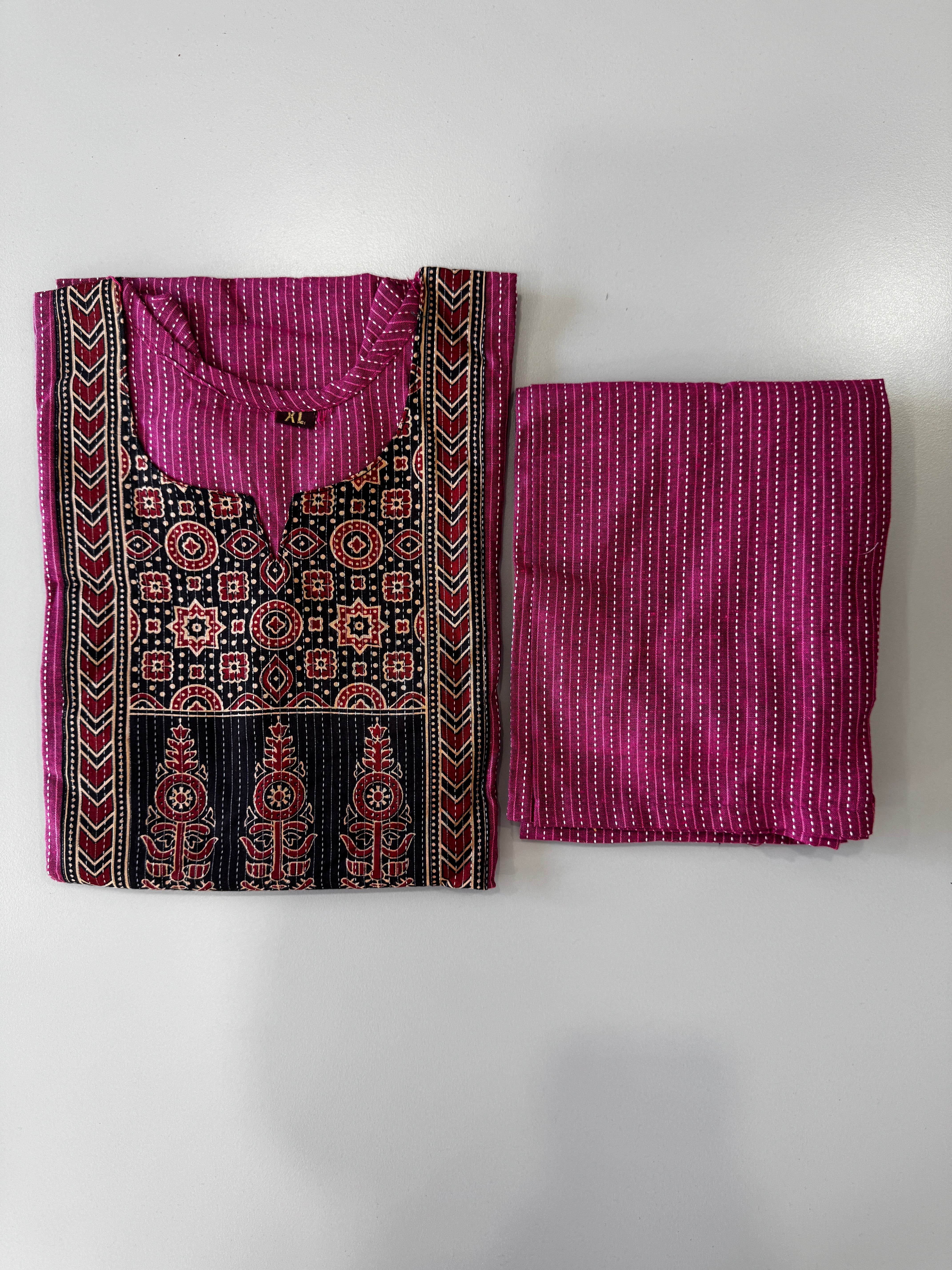 KANTHA KURTHI SET (PINK)