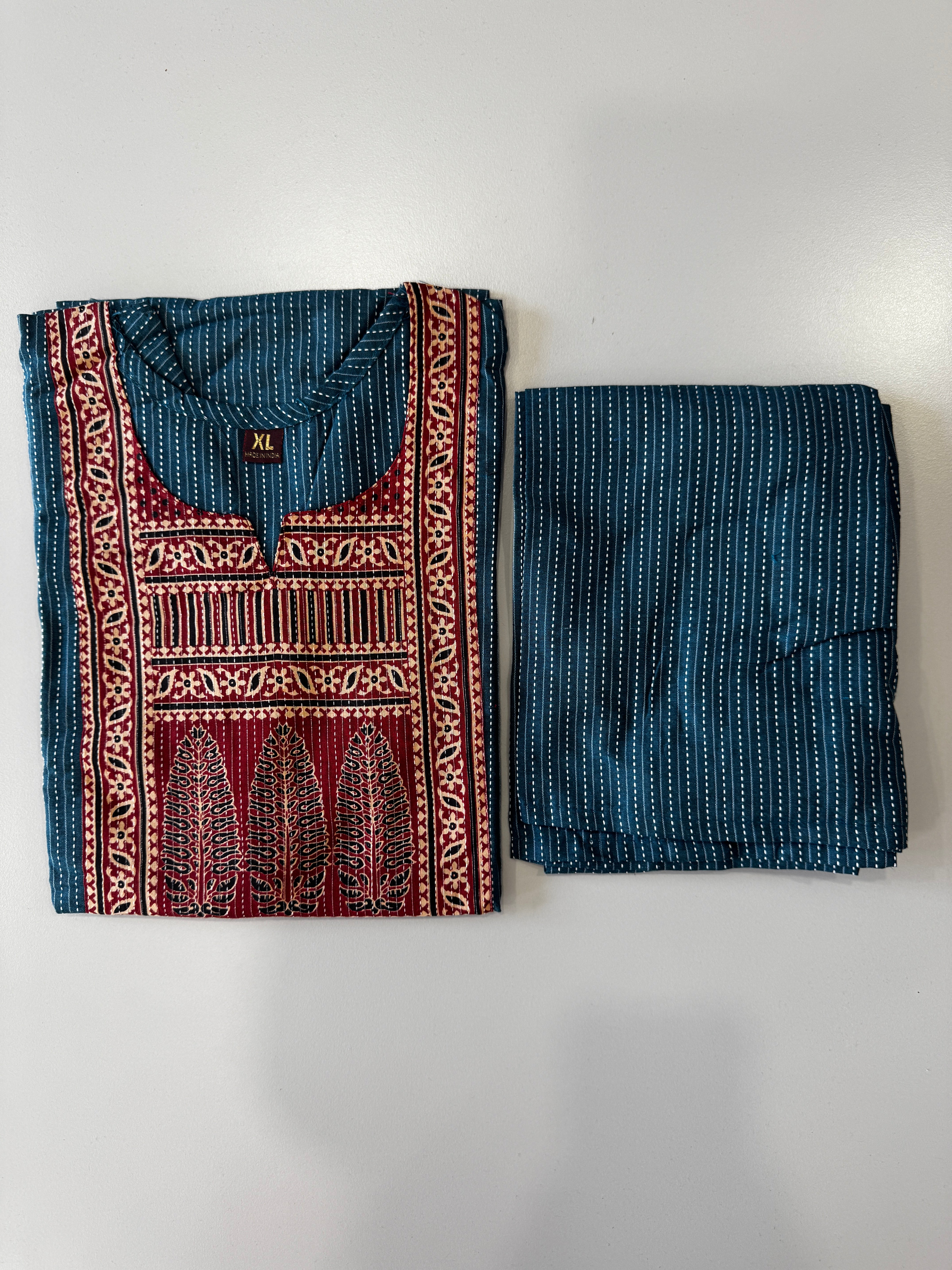 KANTHA KURTHI SET (BLUE)