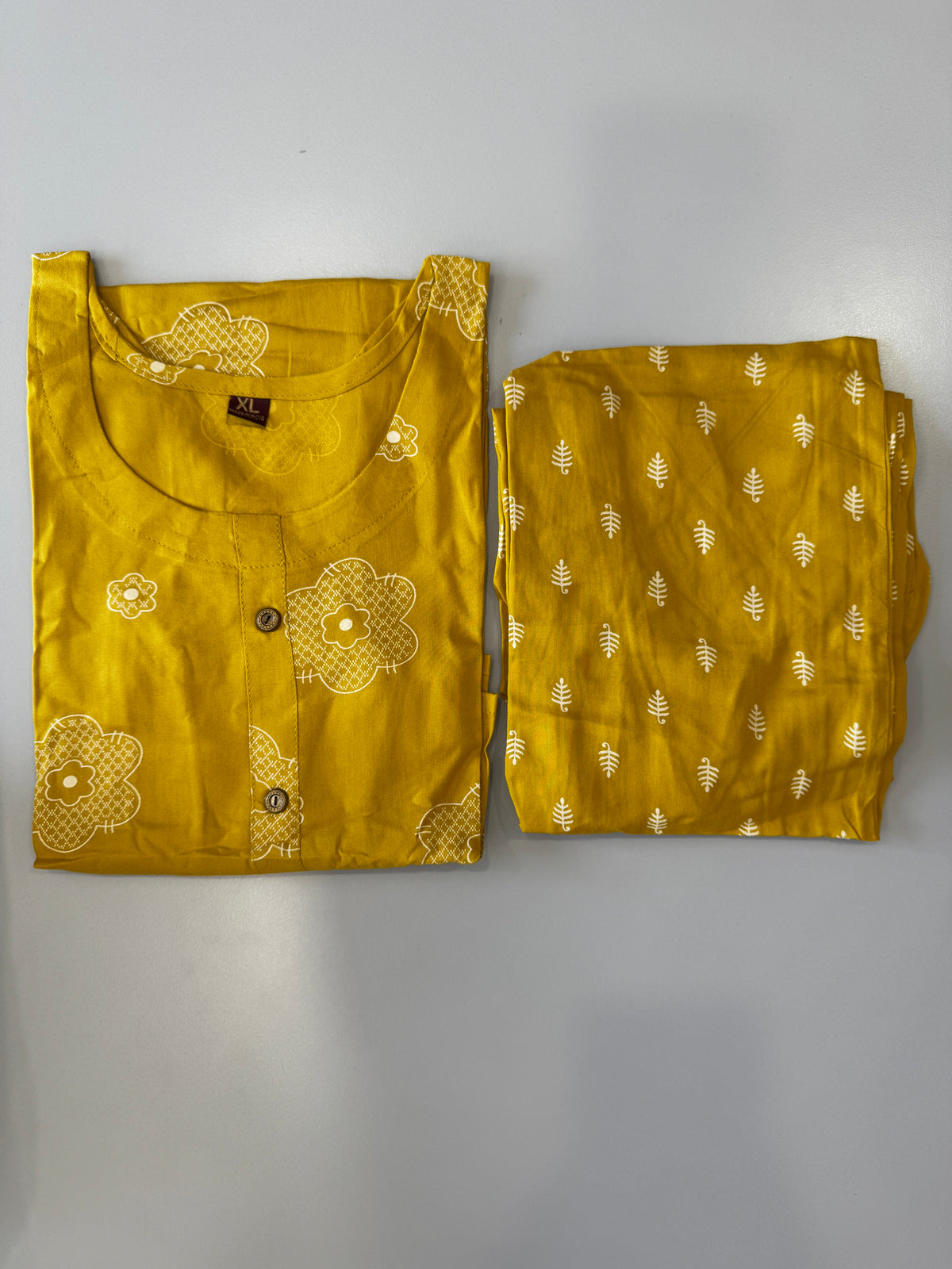 CASUAL WEAR FLORAL PRINT - MUSTARD