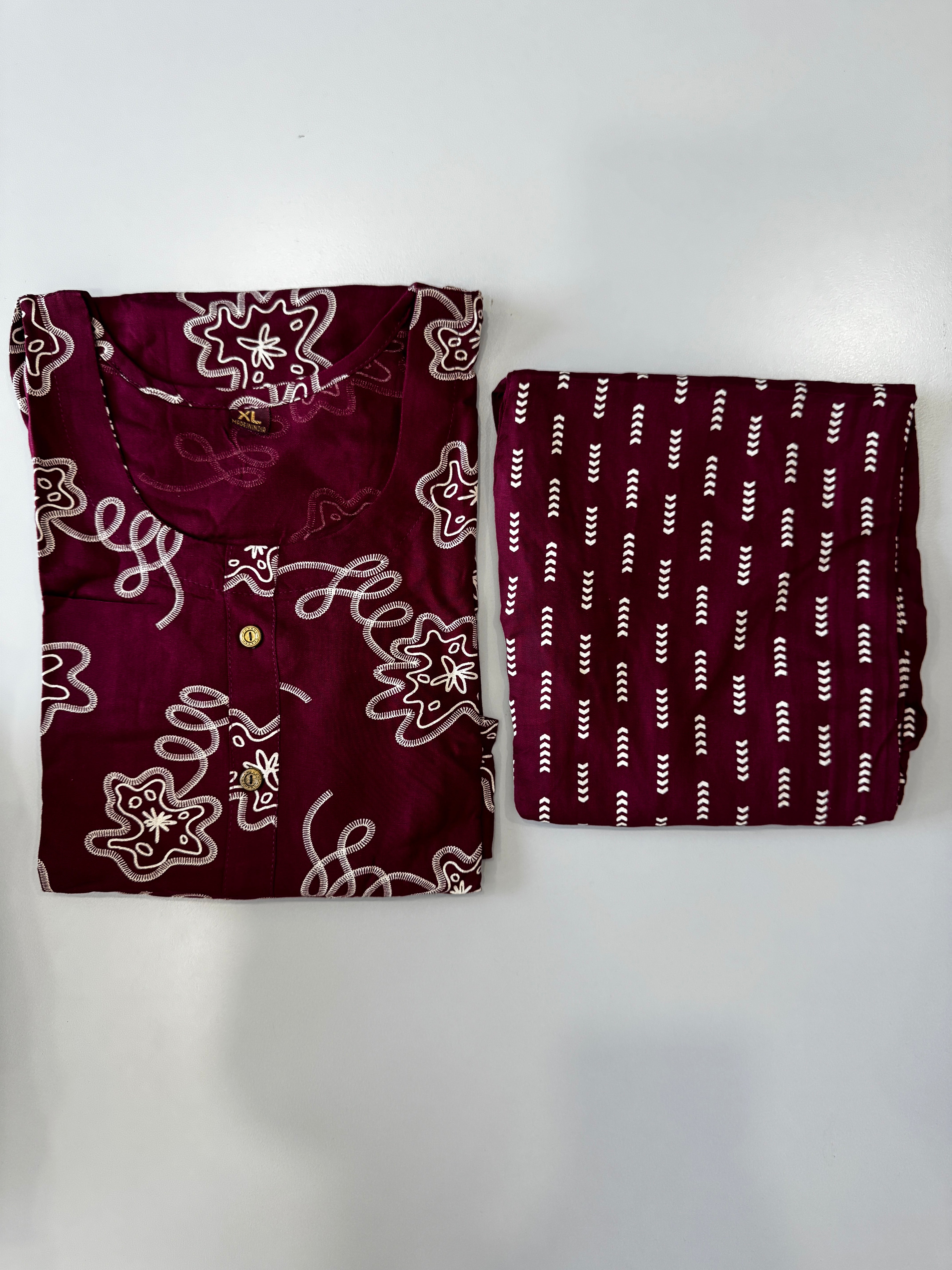 CASUAL WEAR ART PURPLE KURTHI SET