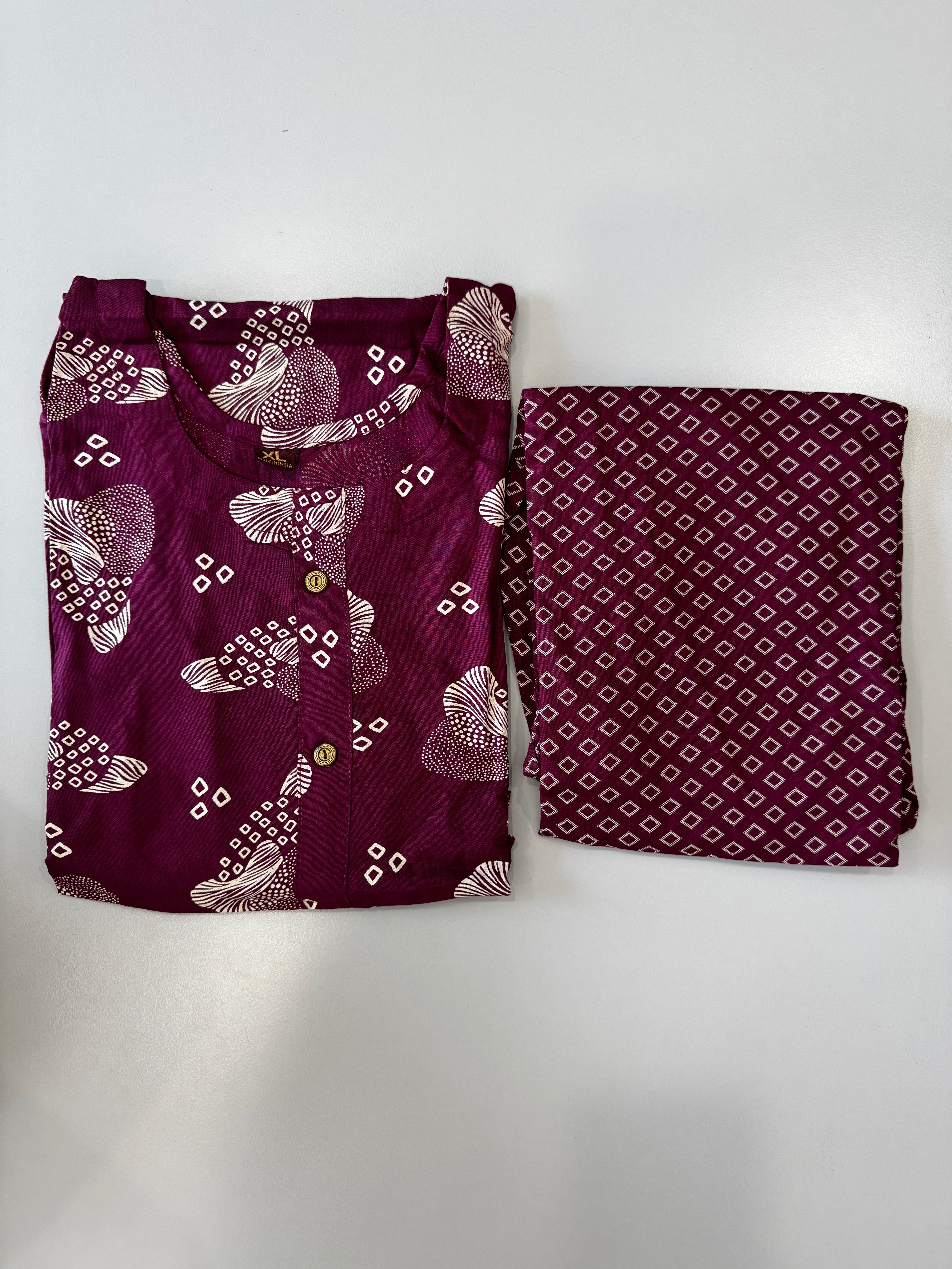 CASUAL WEAR ART PURPLE KURTHI SET
