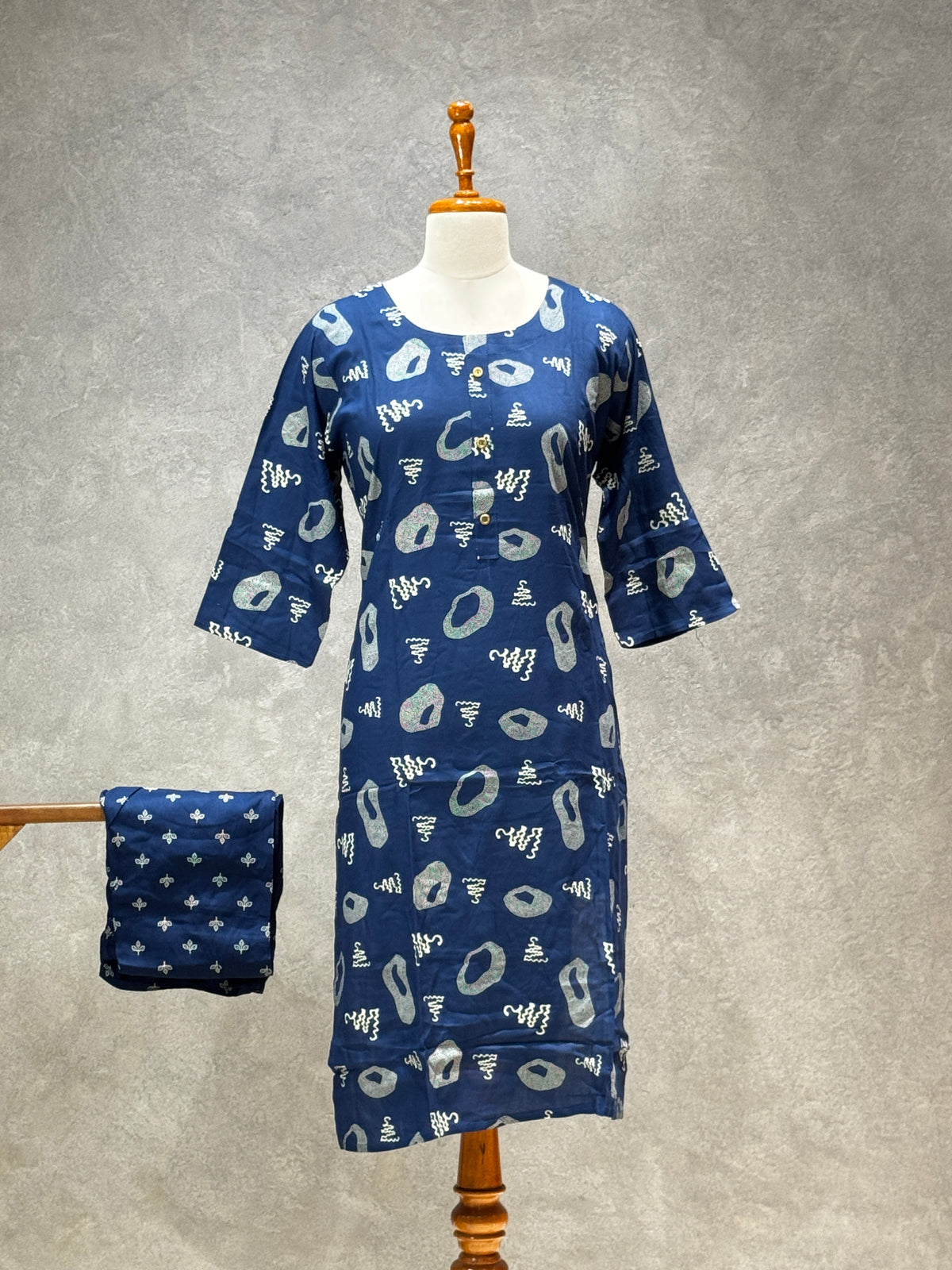 CASUAL WEAR ART BLUE KURTHI SET
