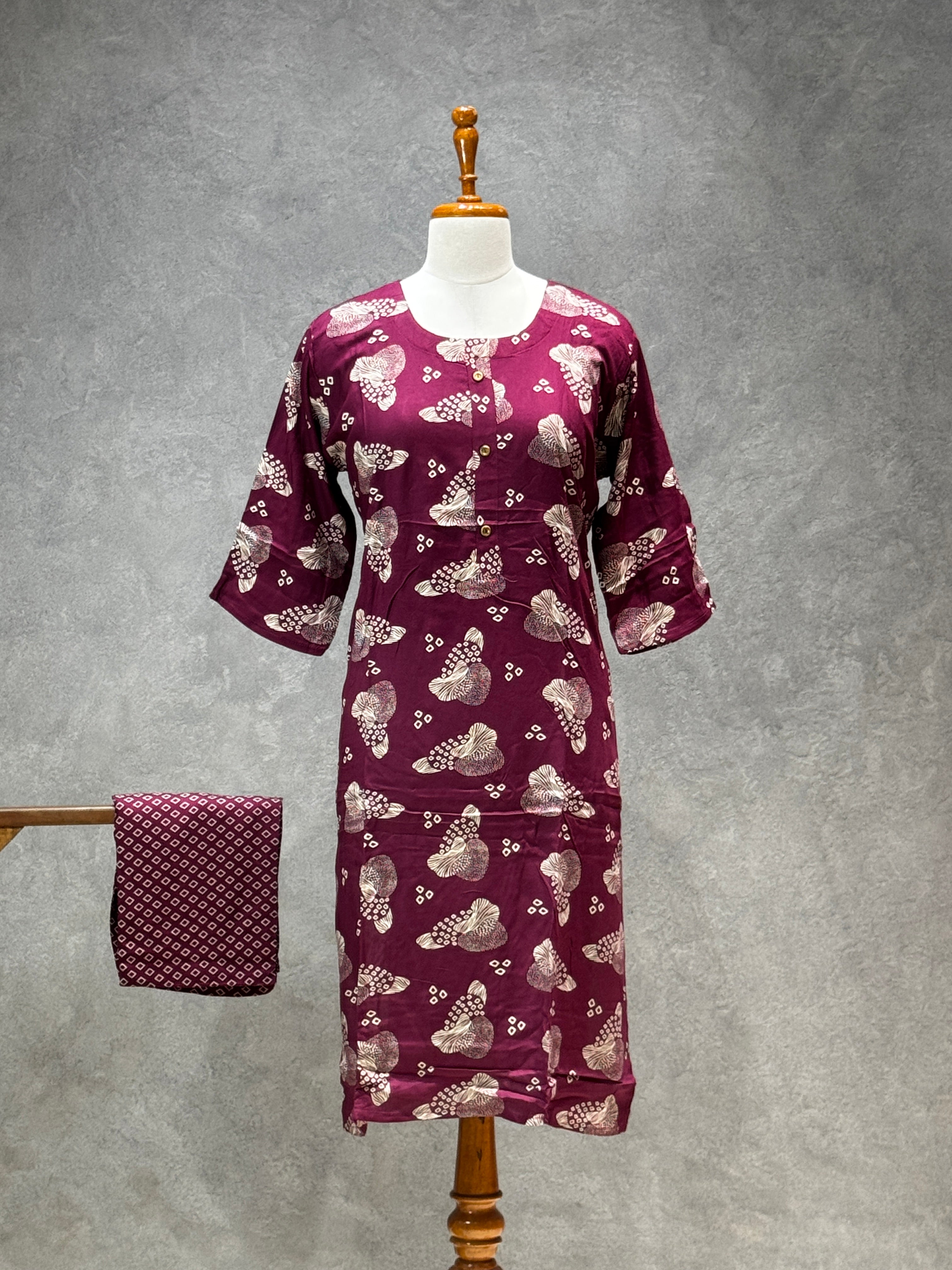 CASUAL WEAR ART PURPLE KURTHI SET