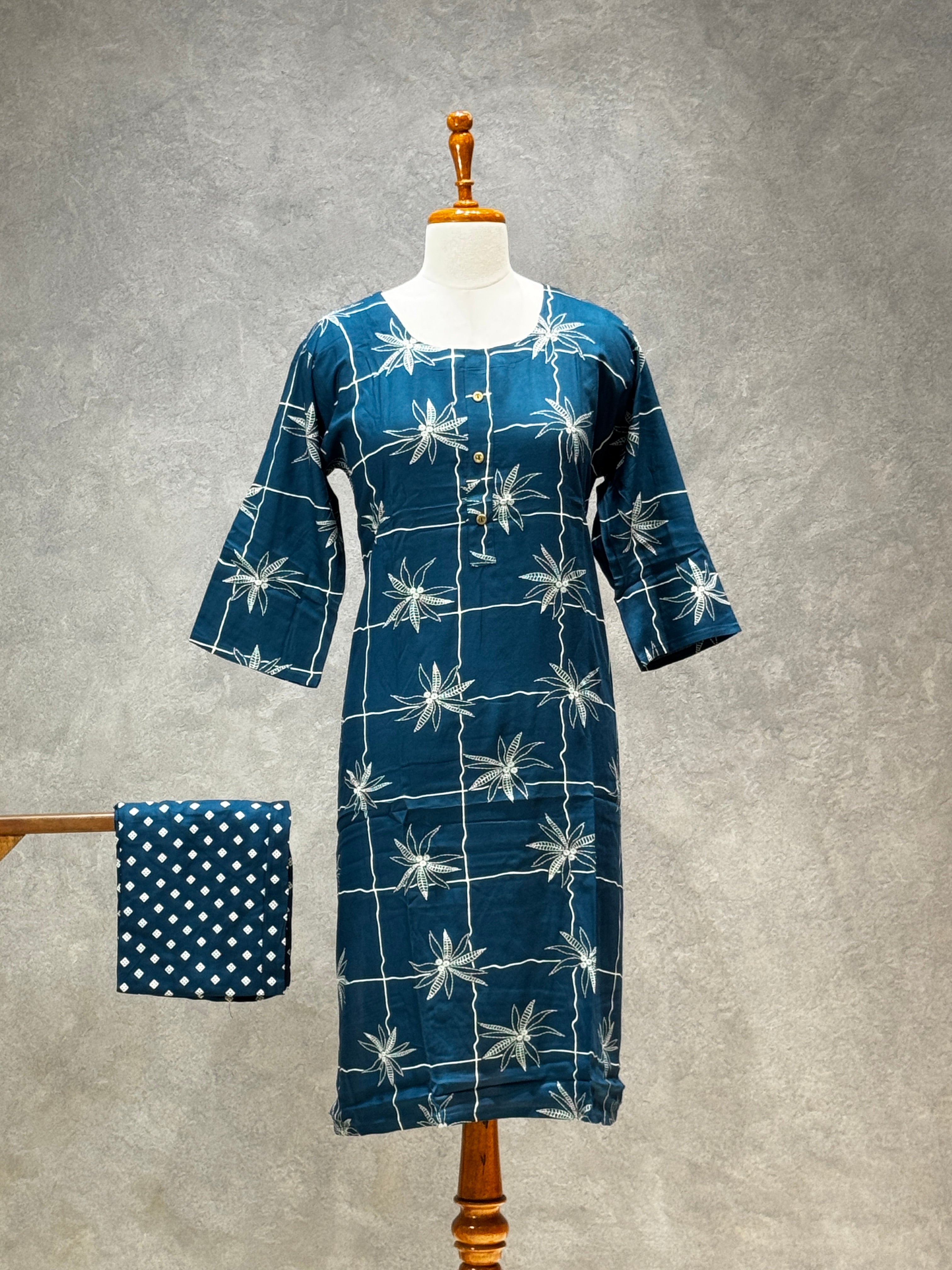 CASUAL WEAR ART BLUE KURTHI SET