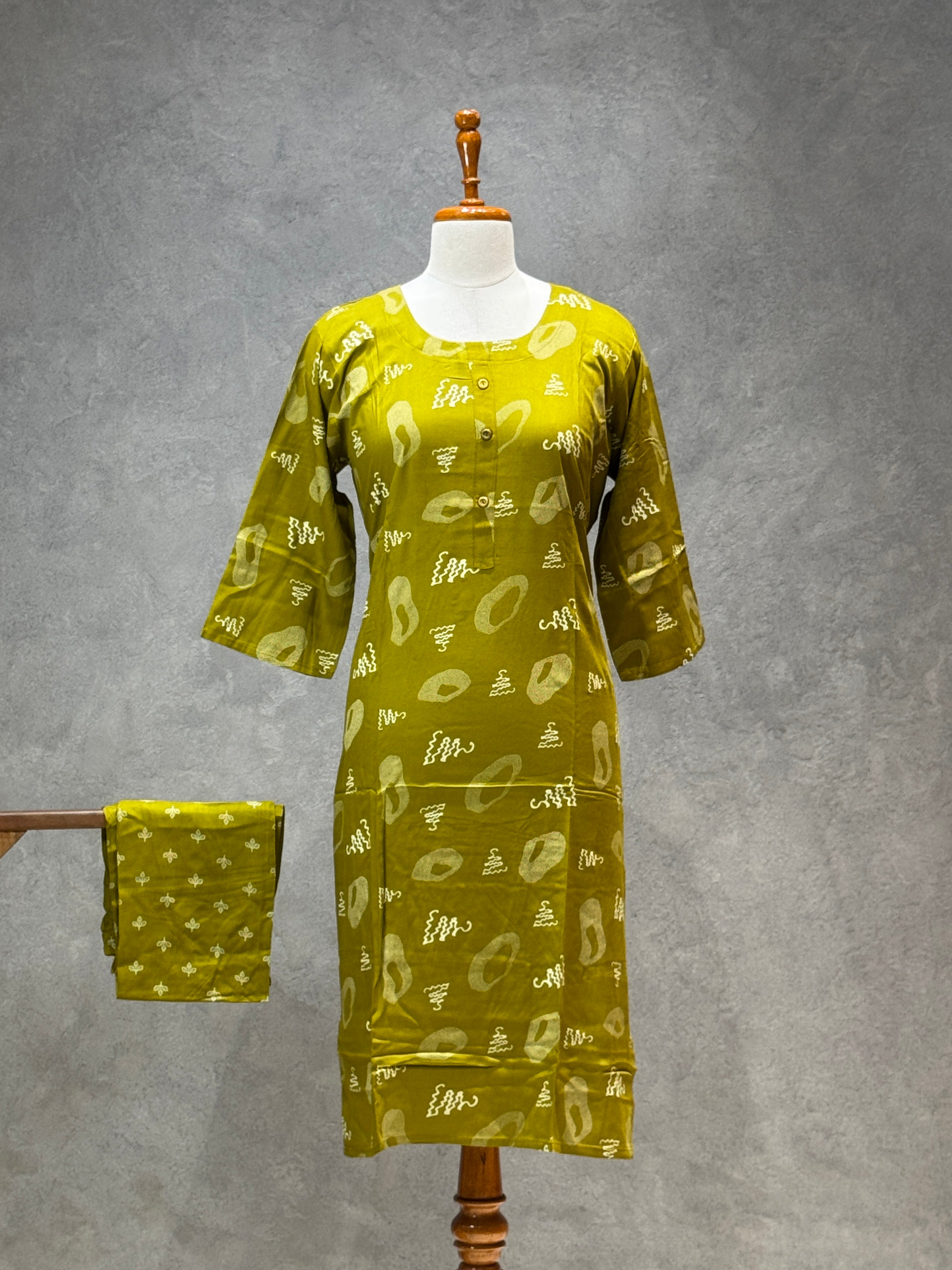CASUAL WEAR MUSTARD ART KURTHI SET