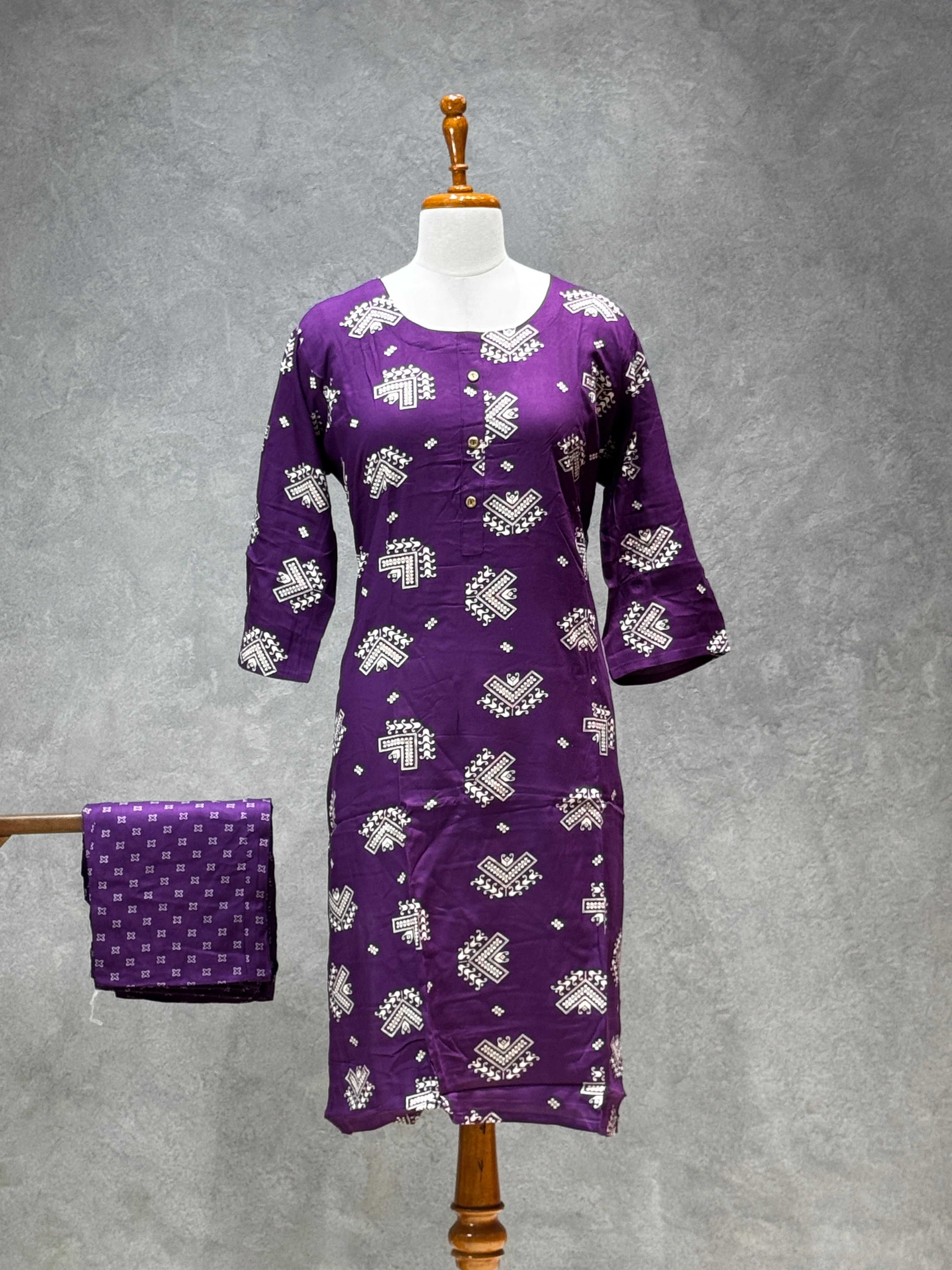CASUAL WEAR GEOMENTRIC PRINT - PURPLE