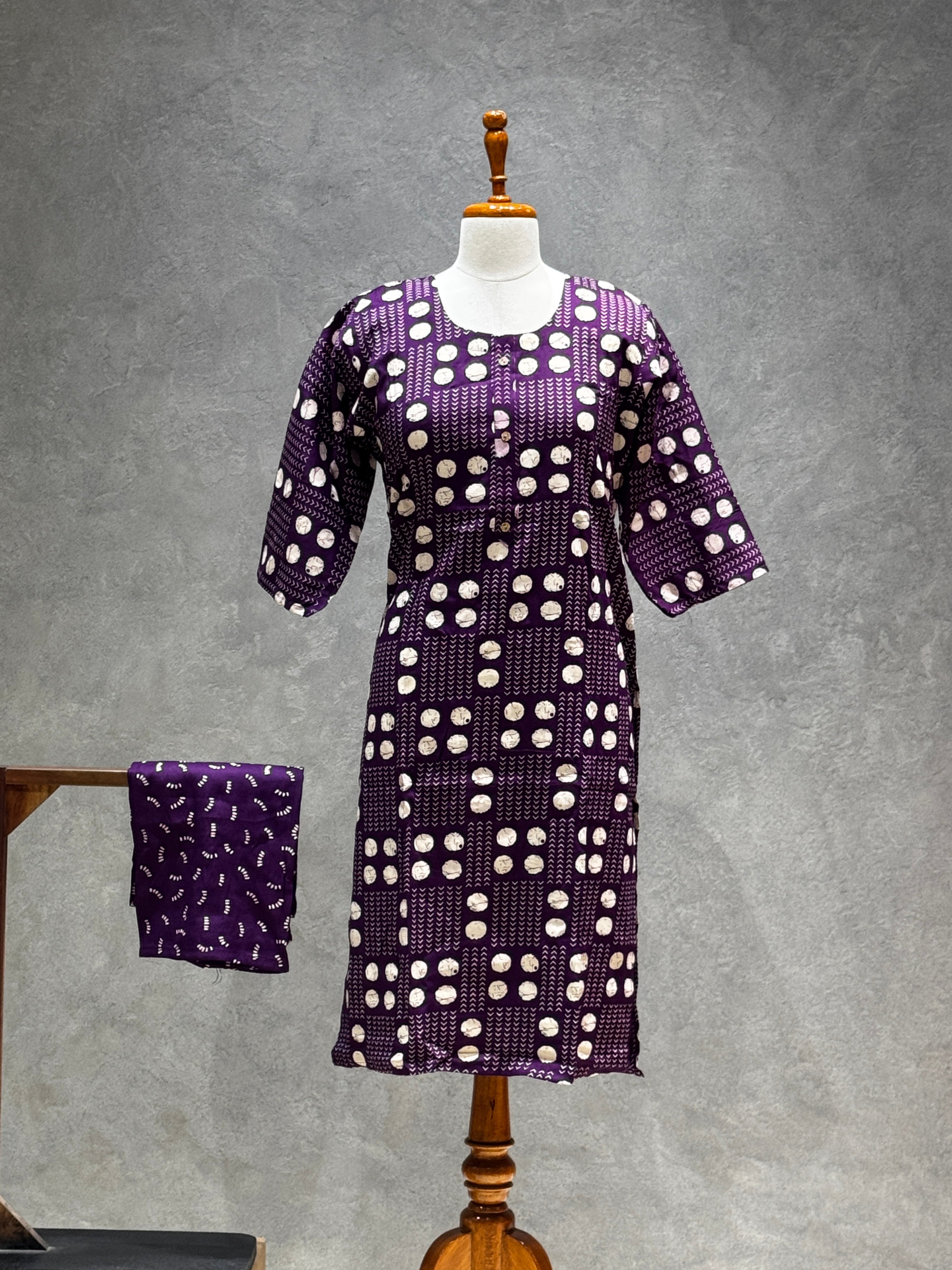 DEEP PURPLE DOT PRINT CASUAL WEAR