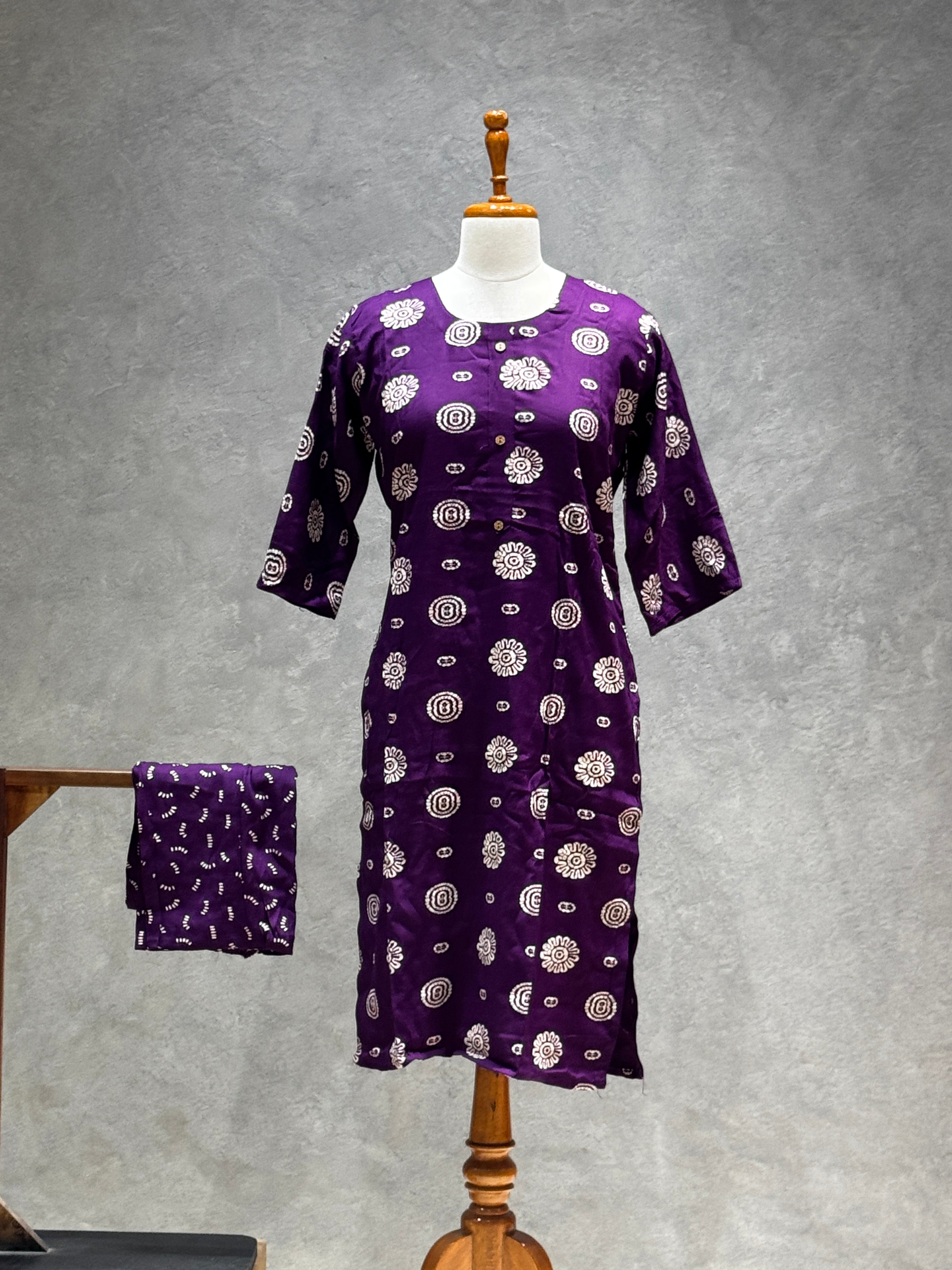 DEEP PURPLE FLORAL PRINT CASUAL WEAR
