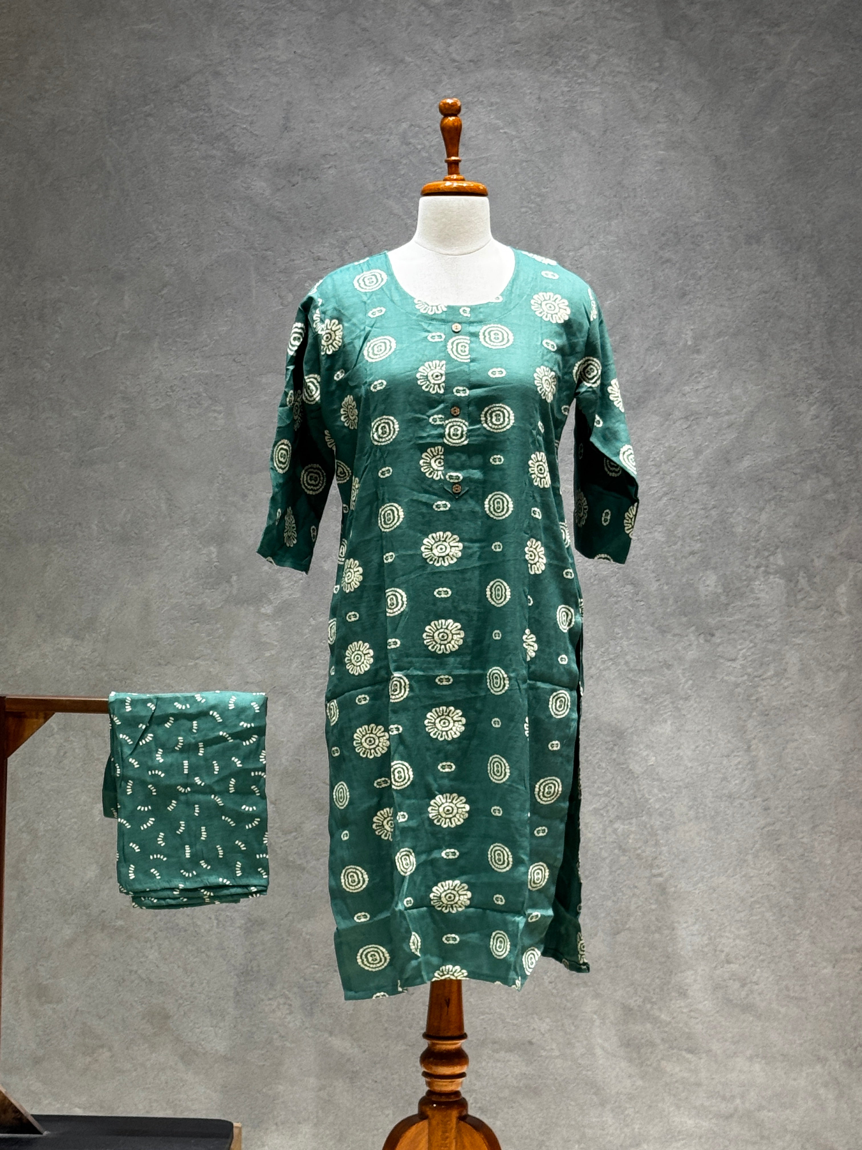 DEEP TEAL FLORAL PRINT CASUAL WEAR