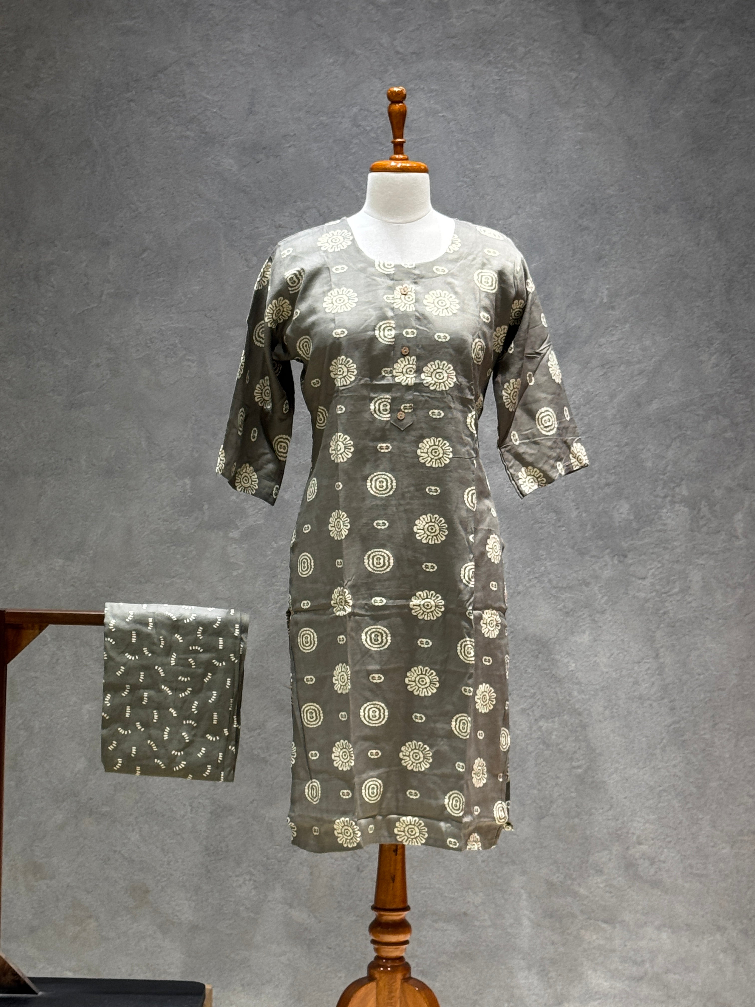 GREY FLORAL PRINT CASUAL WEAR