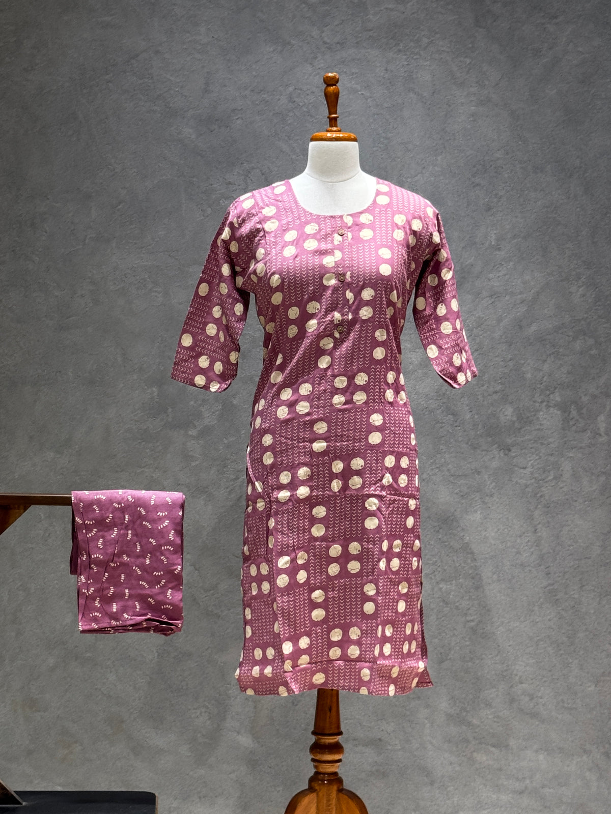 DUSTY MAUVE DOT PRINT CASUAL WEAR