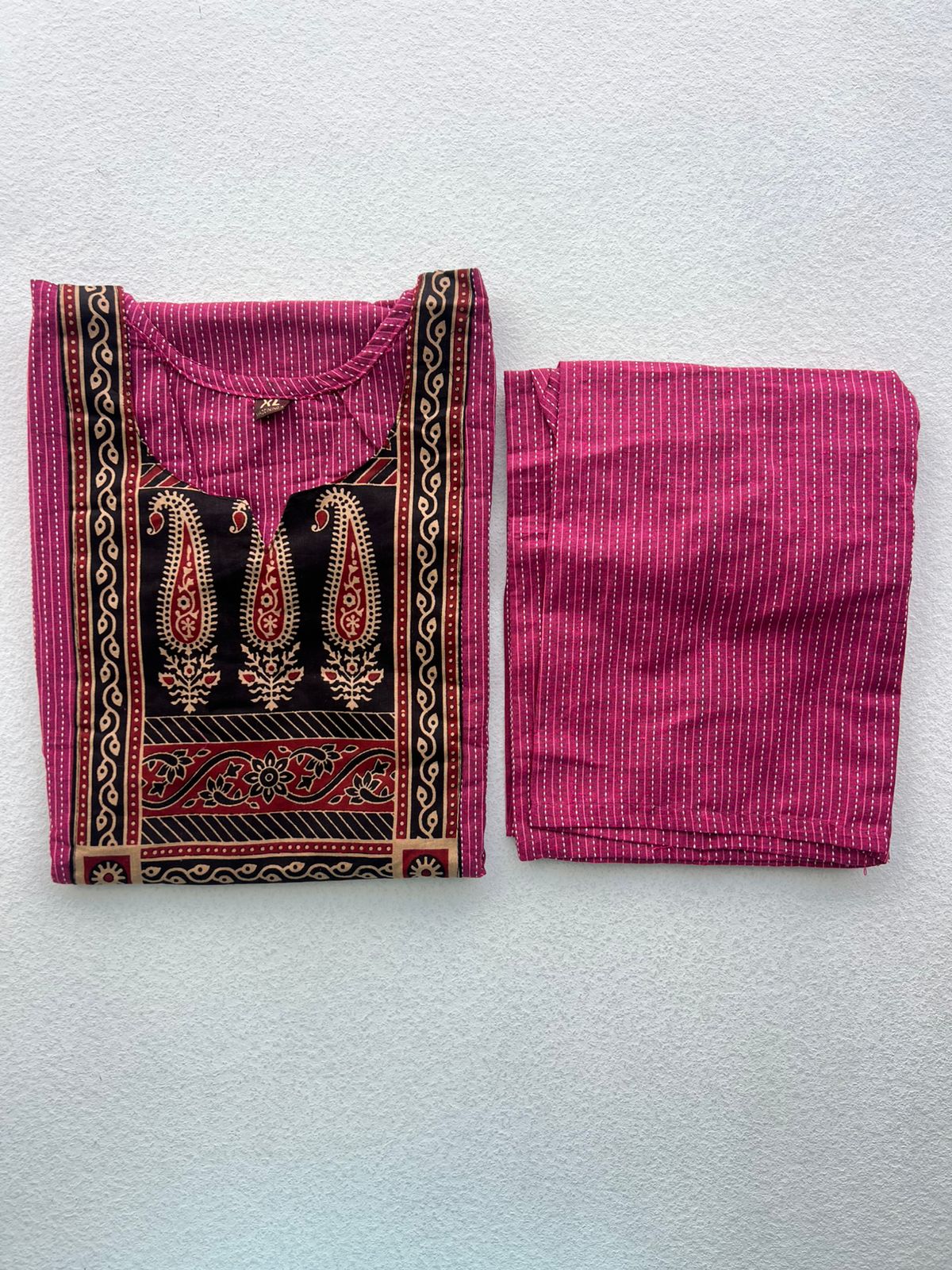 KANTHA KURTHI SET (PINK REED)