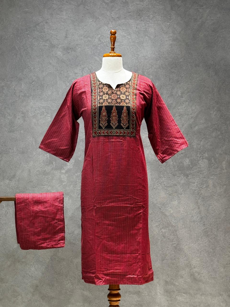 KANTHA KURTHI SET (RED KANTHA)