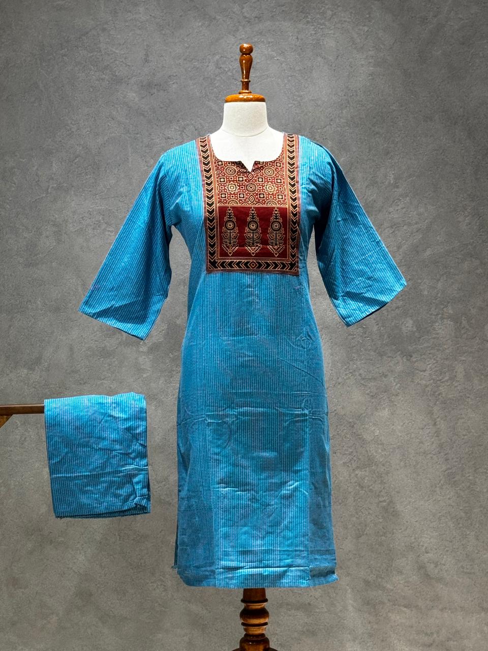 KANTHA KURTHI SET (BLUE KANTHA)