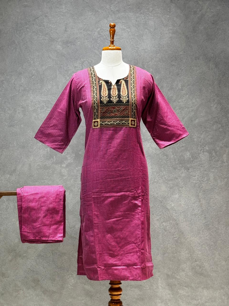 KANTHA KURTHI SET (PINK REED)