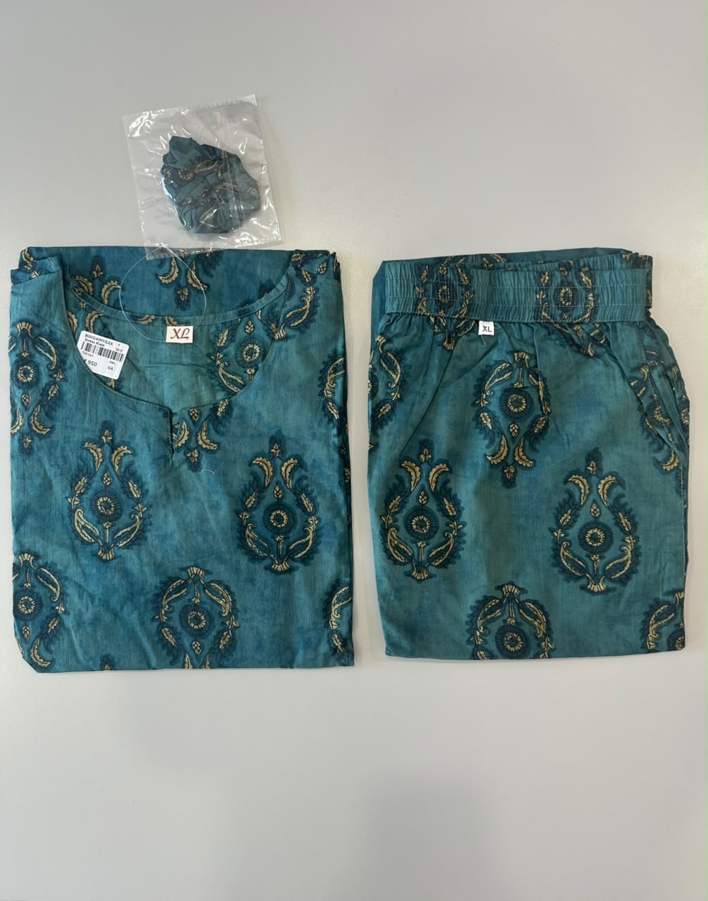 PETROL GREEN PAISLEY PRINT COTTON CO-ORD SET