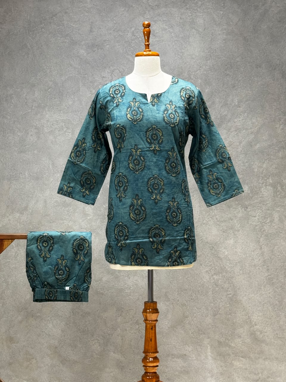 PETROL GREEN PAISLEY PRINT COTTON CO-ORD SET