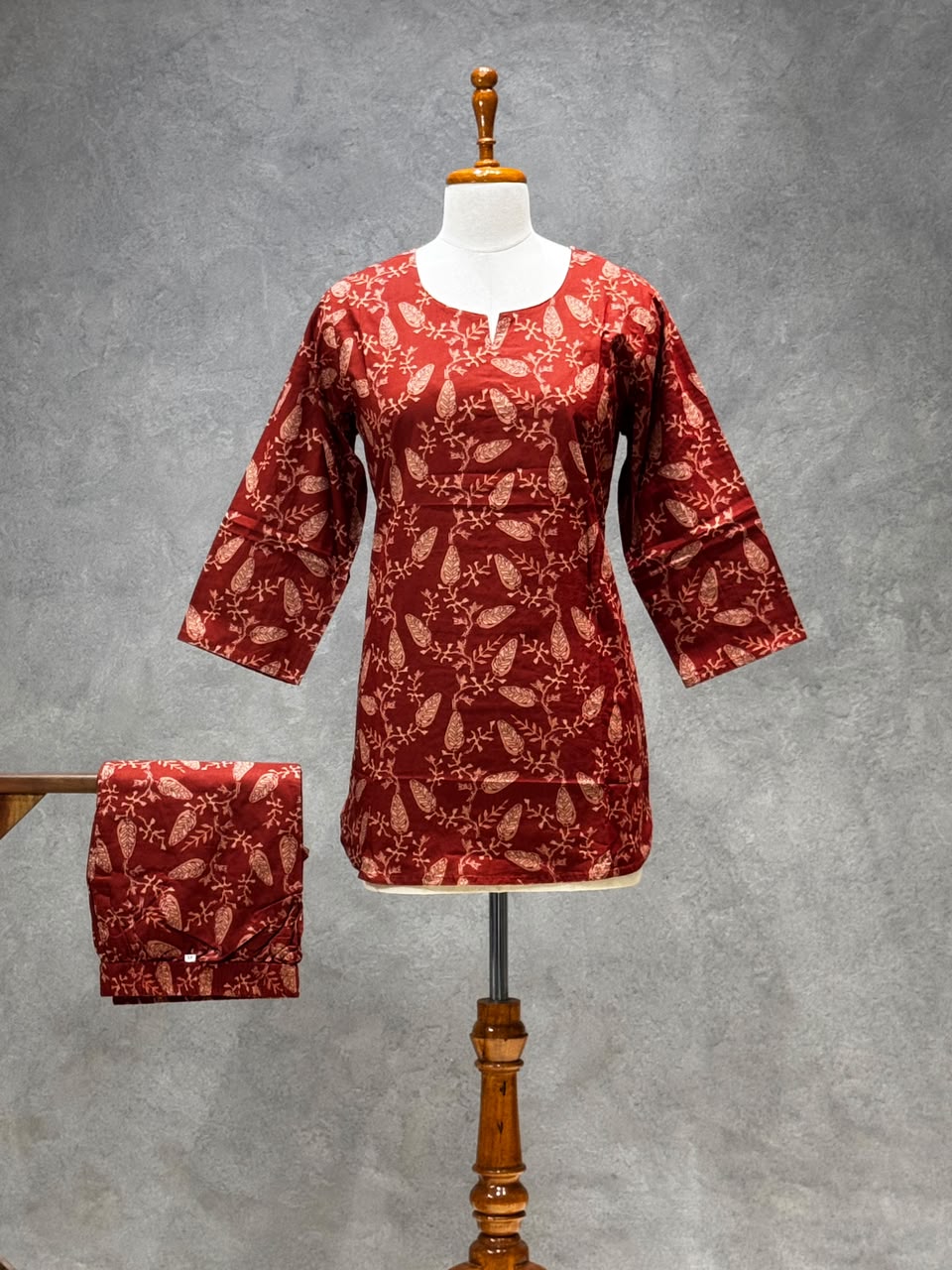 RUST ORANGE LEAF PRINT CO-ORD SET