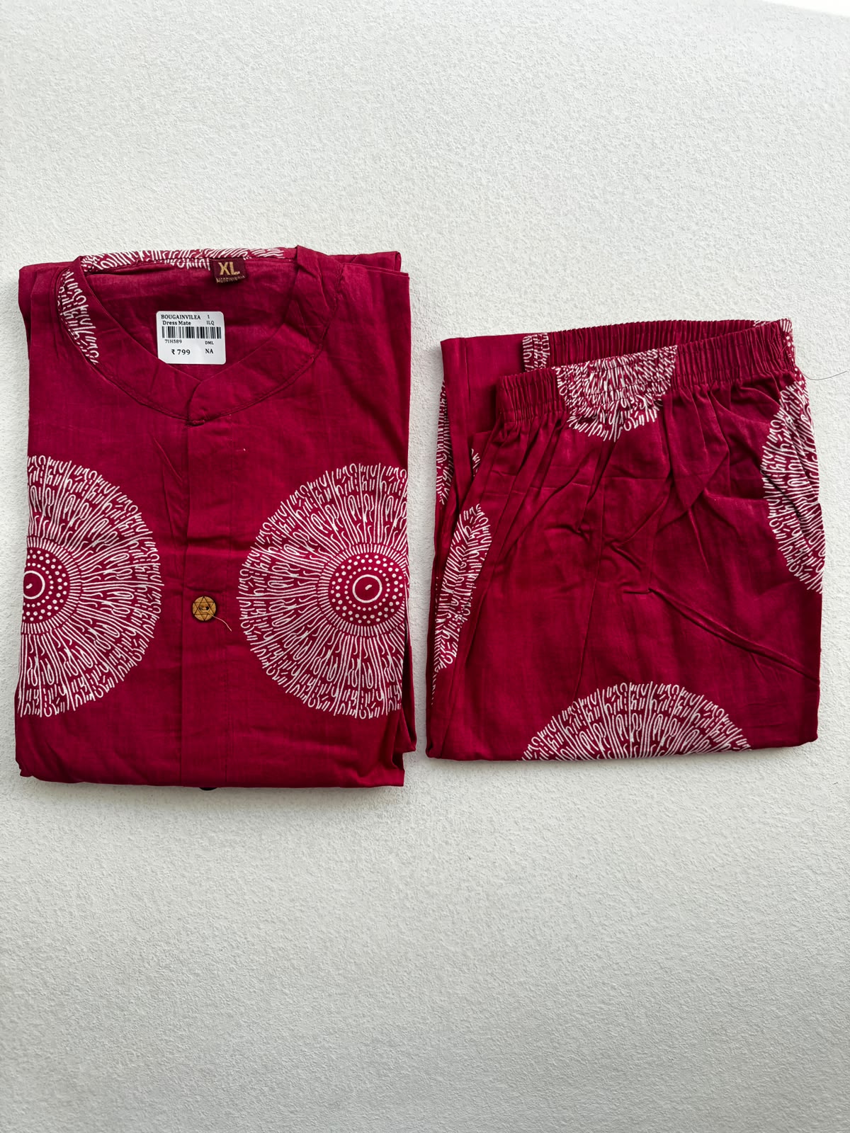AMARANTH PRINTED COTTON BLEND KURTI SET